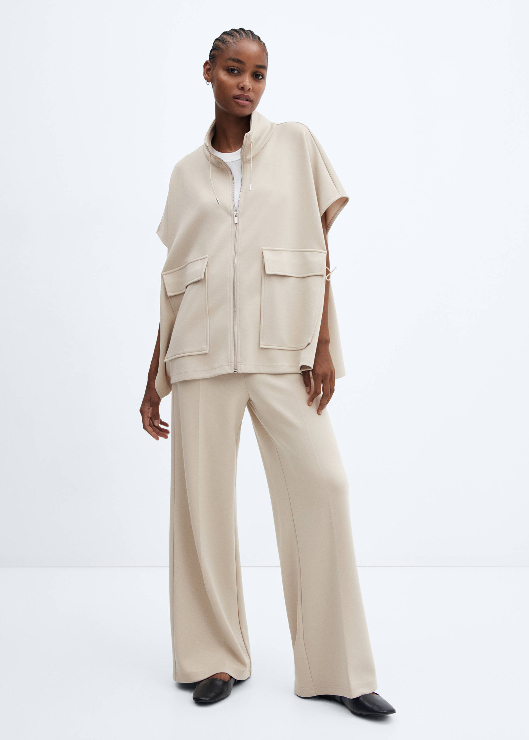 Veste poncho poches rabat - Plan général