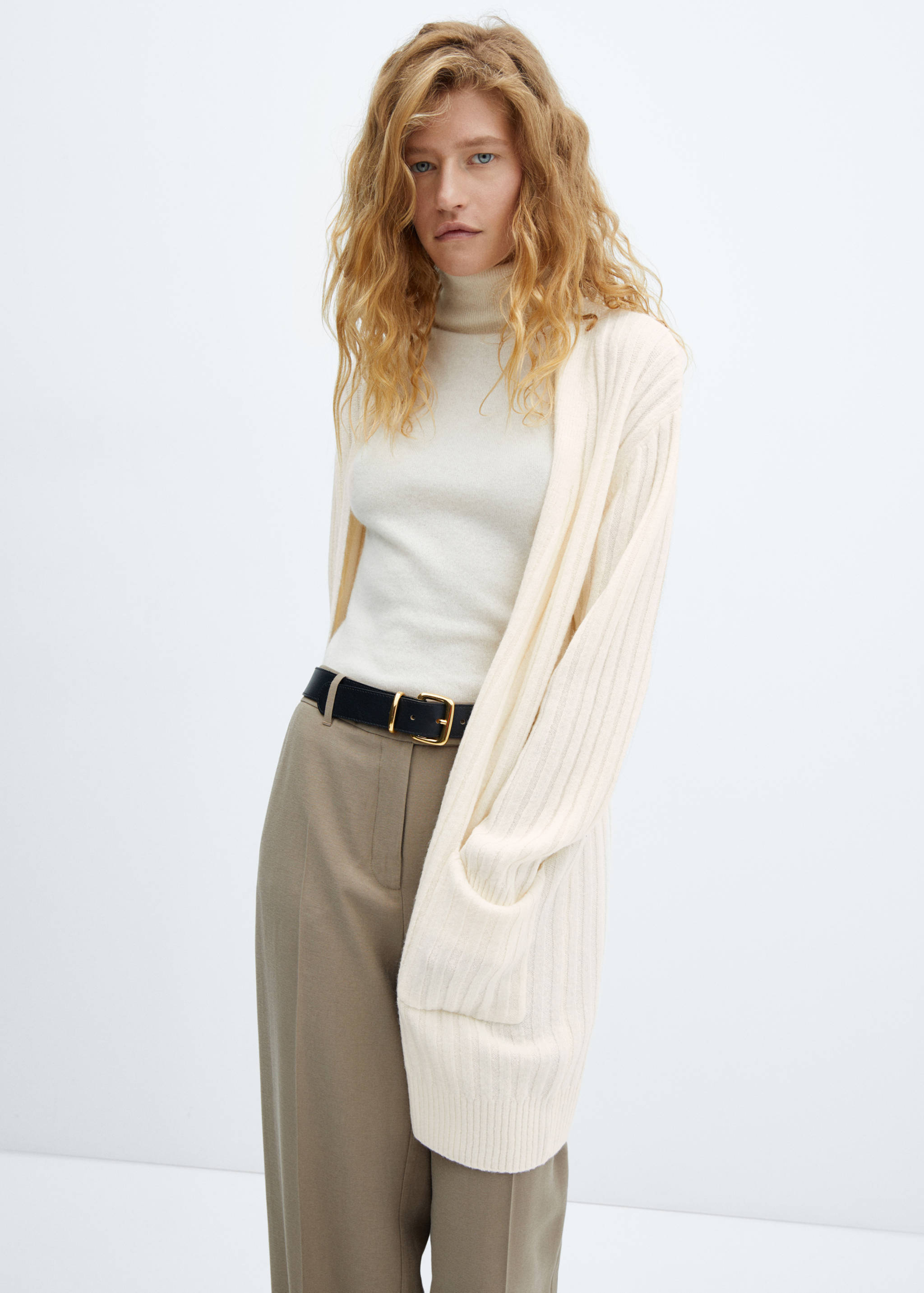 Ribbed long cardigan - Medium plane