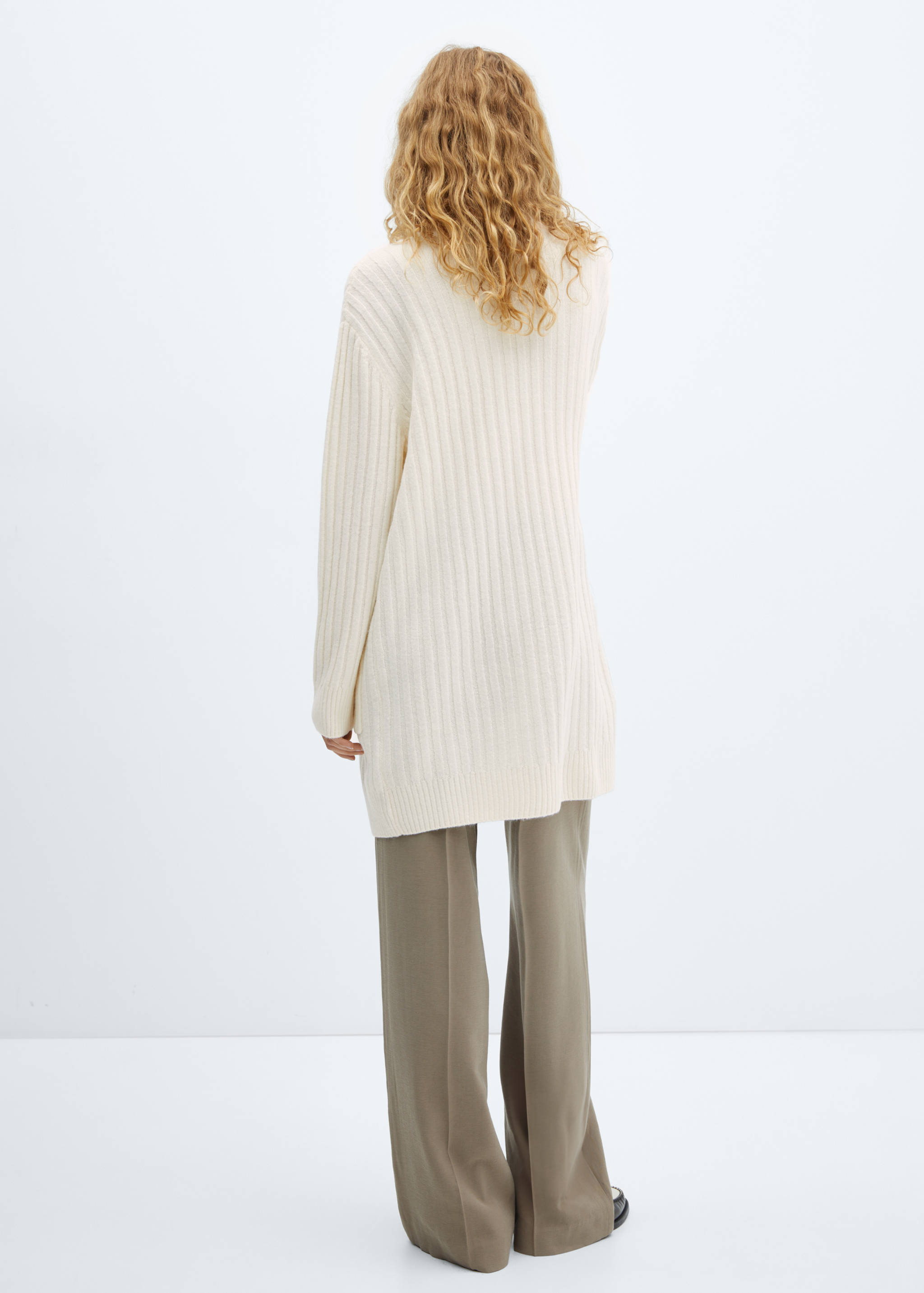 Ribbed long cardigan - Reverse of the article