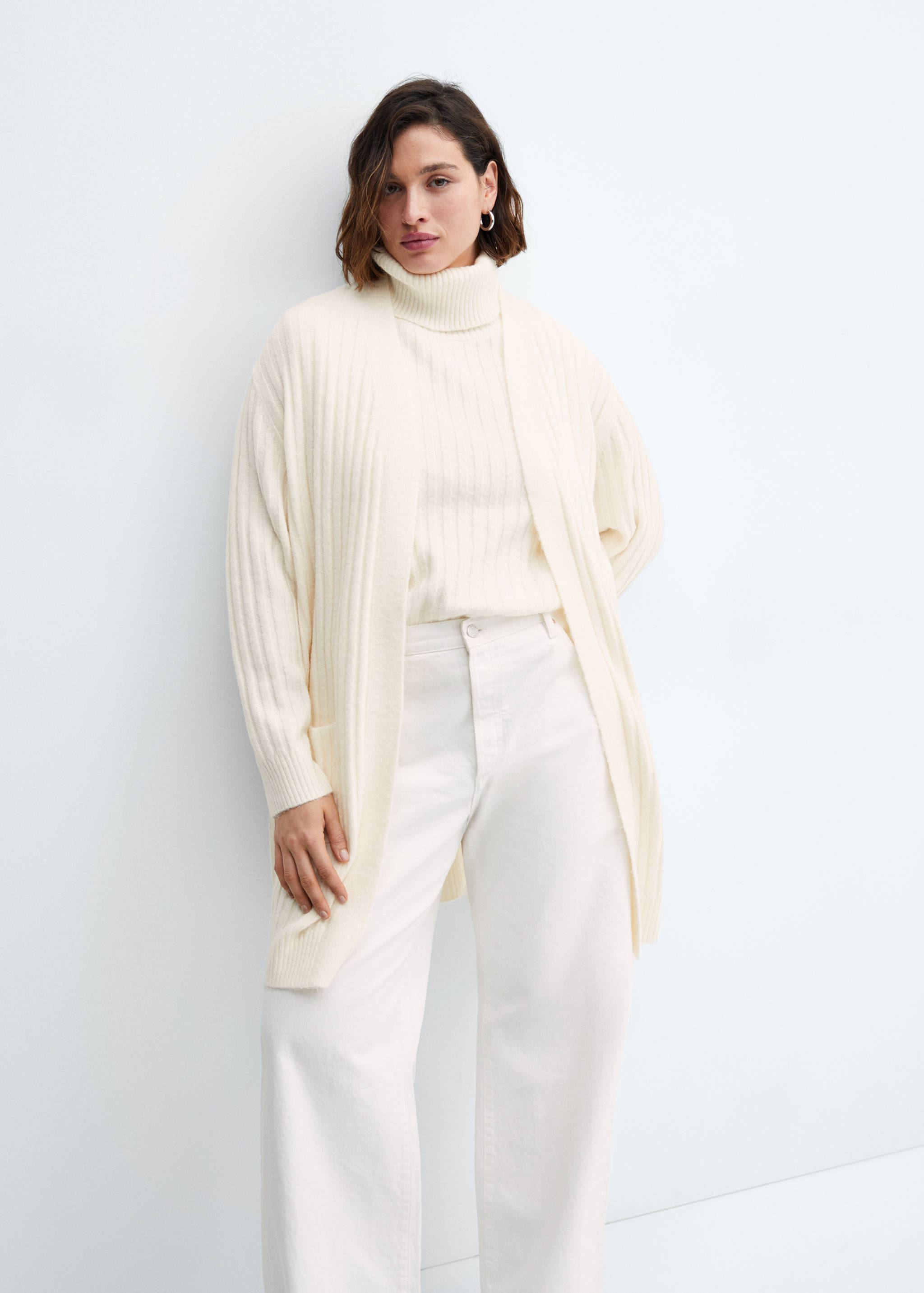 Ribbed long cardigan - Details of the article 4