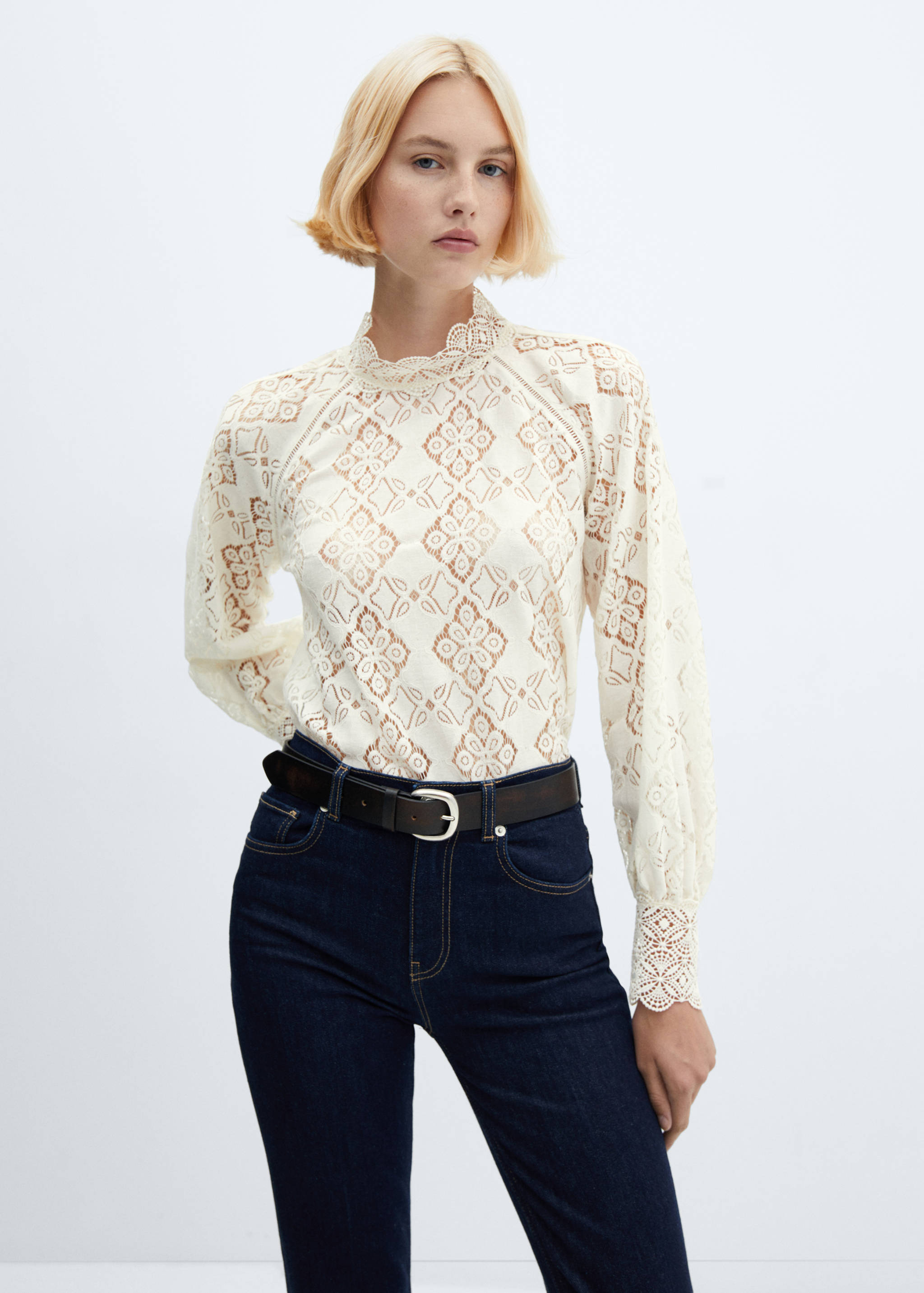 Openwork detail blouse - Medium plane
