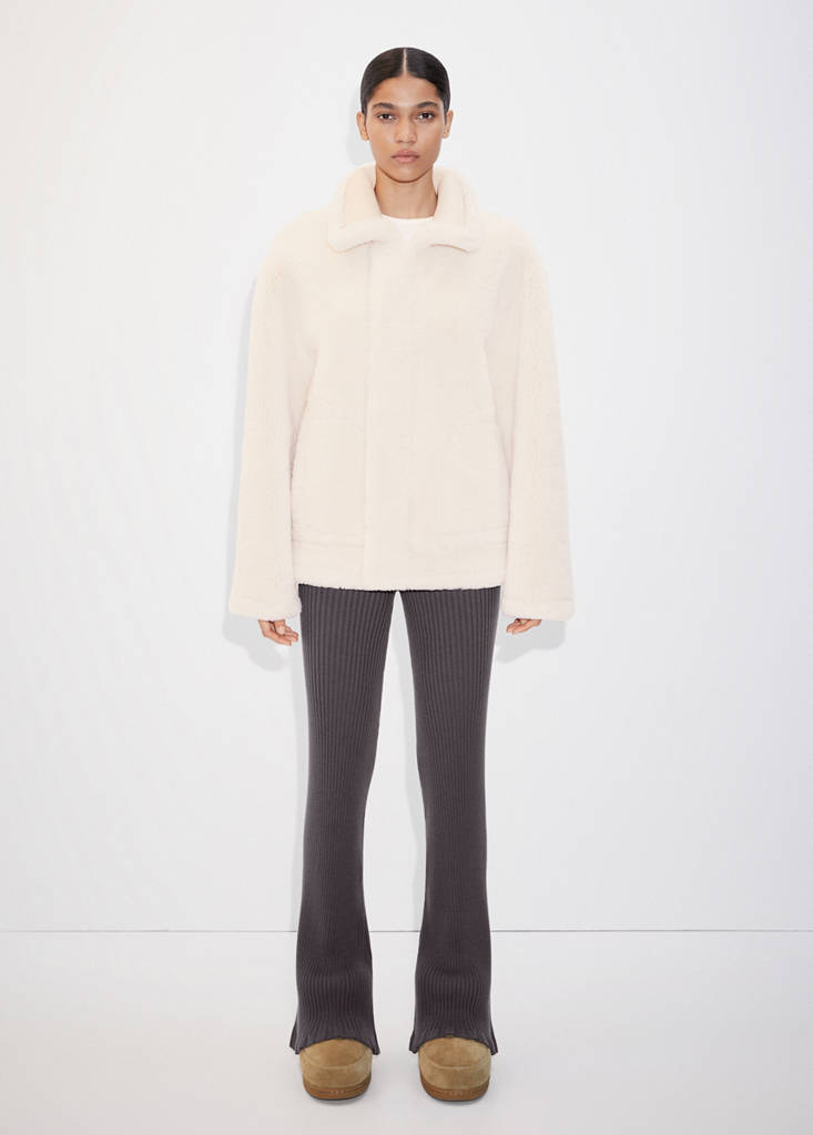 Ribbed flared trousers — Charcoal
