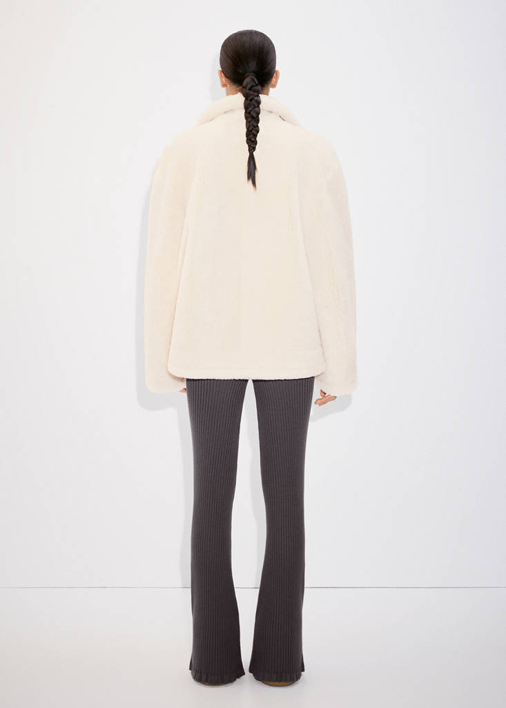 Ribbed flared trousers — Charcoal