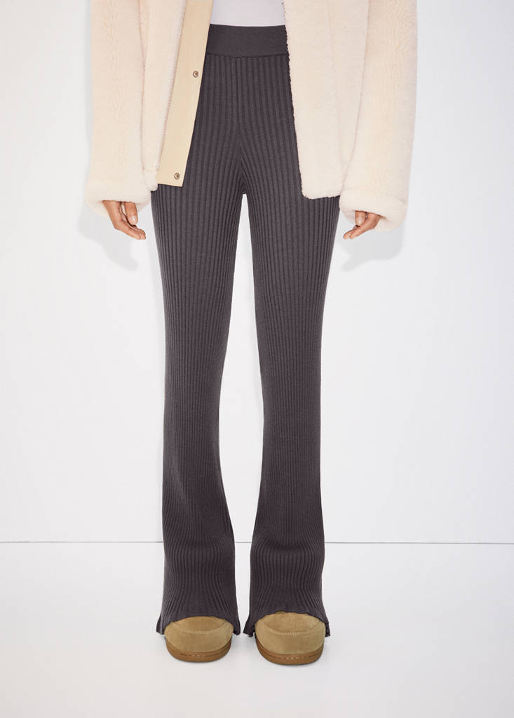 Ribbed flared trousers — Charcoal