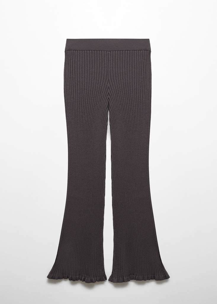 Ribbed flared trousers — Charcoal