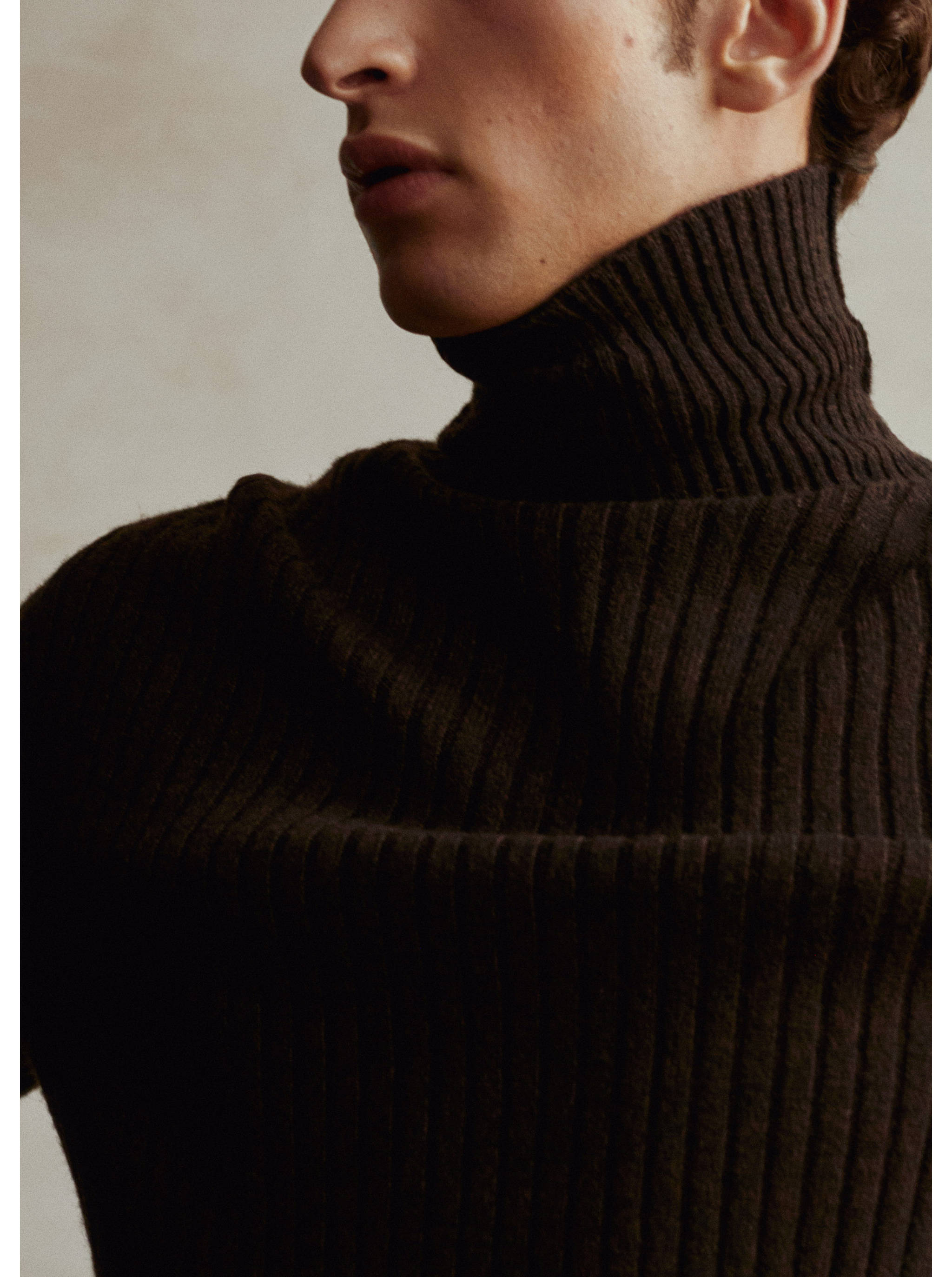 罗纹高领羊毛毛衣 - null