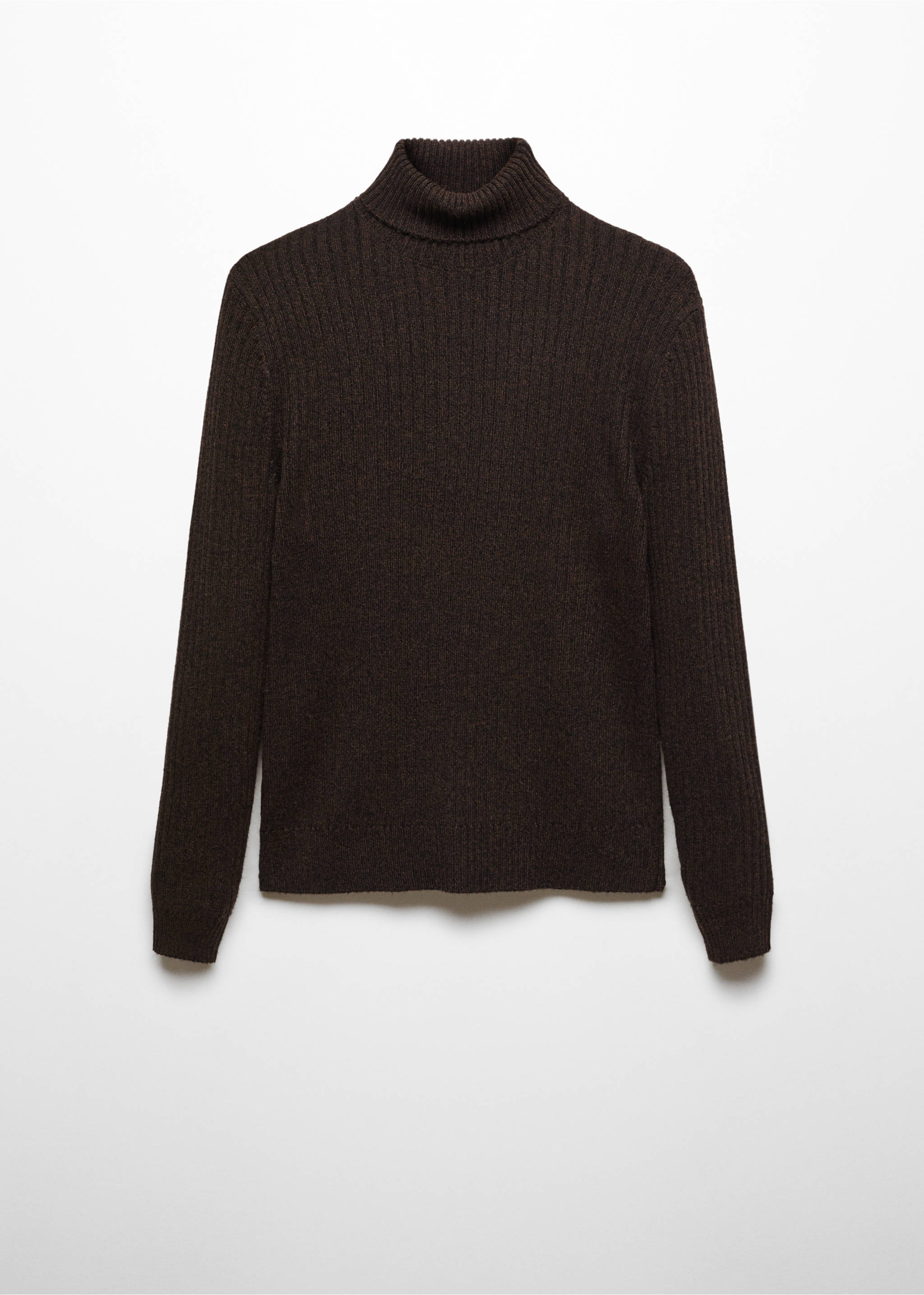Wool sweater with ribbed turtleneck - Article without model, Brown. Ref: 57027752-00.