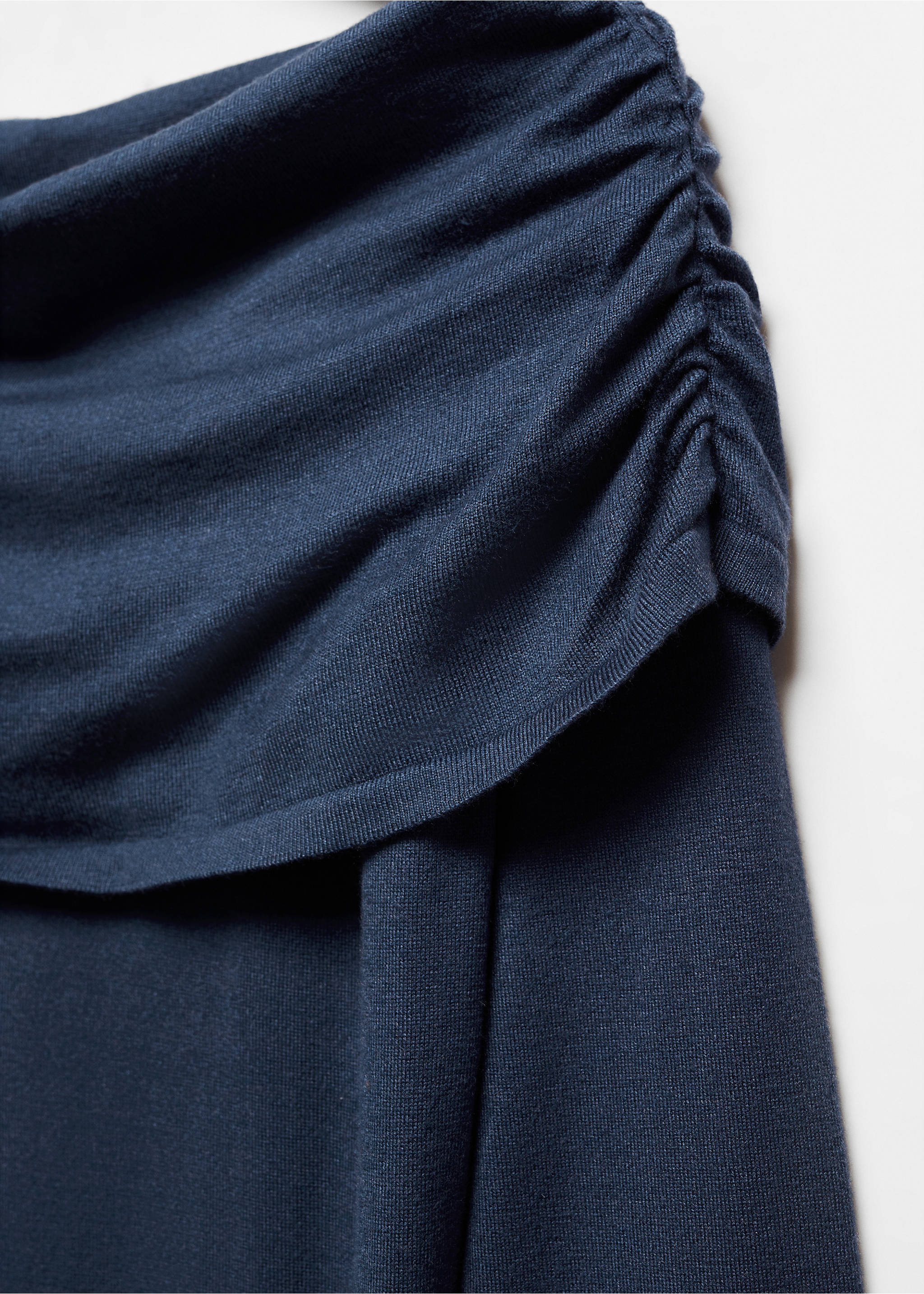 Off-the-shoulder draped dress - Details of the article 8, Blue. Ref: 57027754-00.