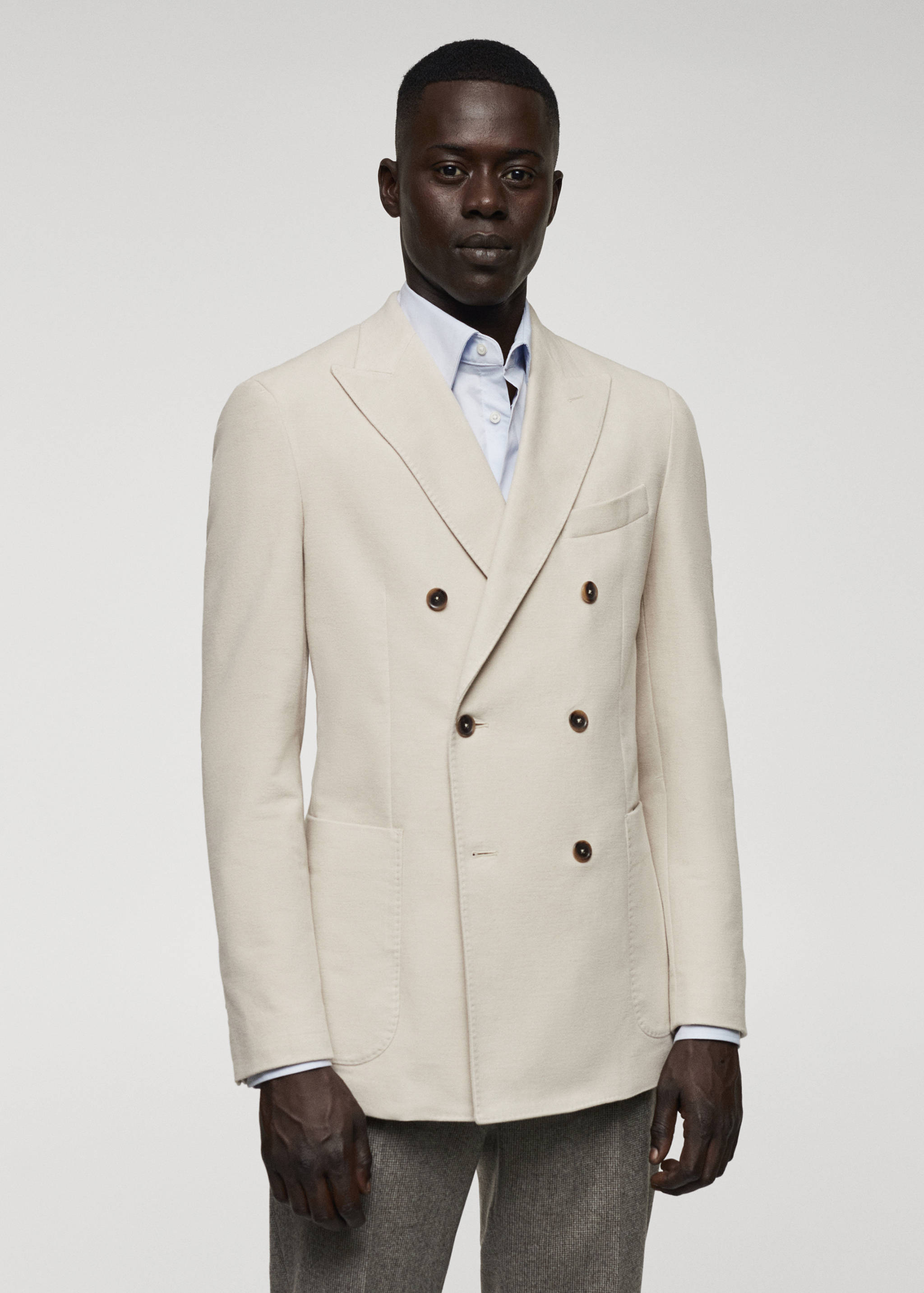 Virgin wool double-breasted blazer - Medium plane