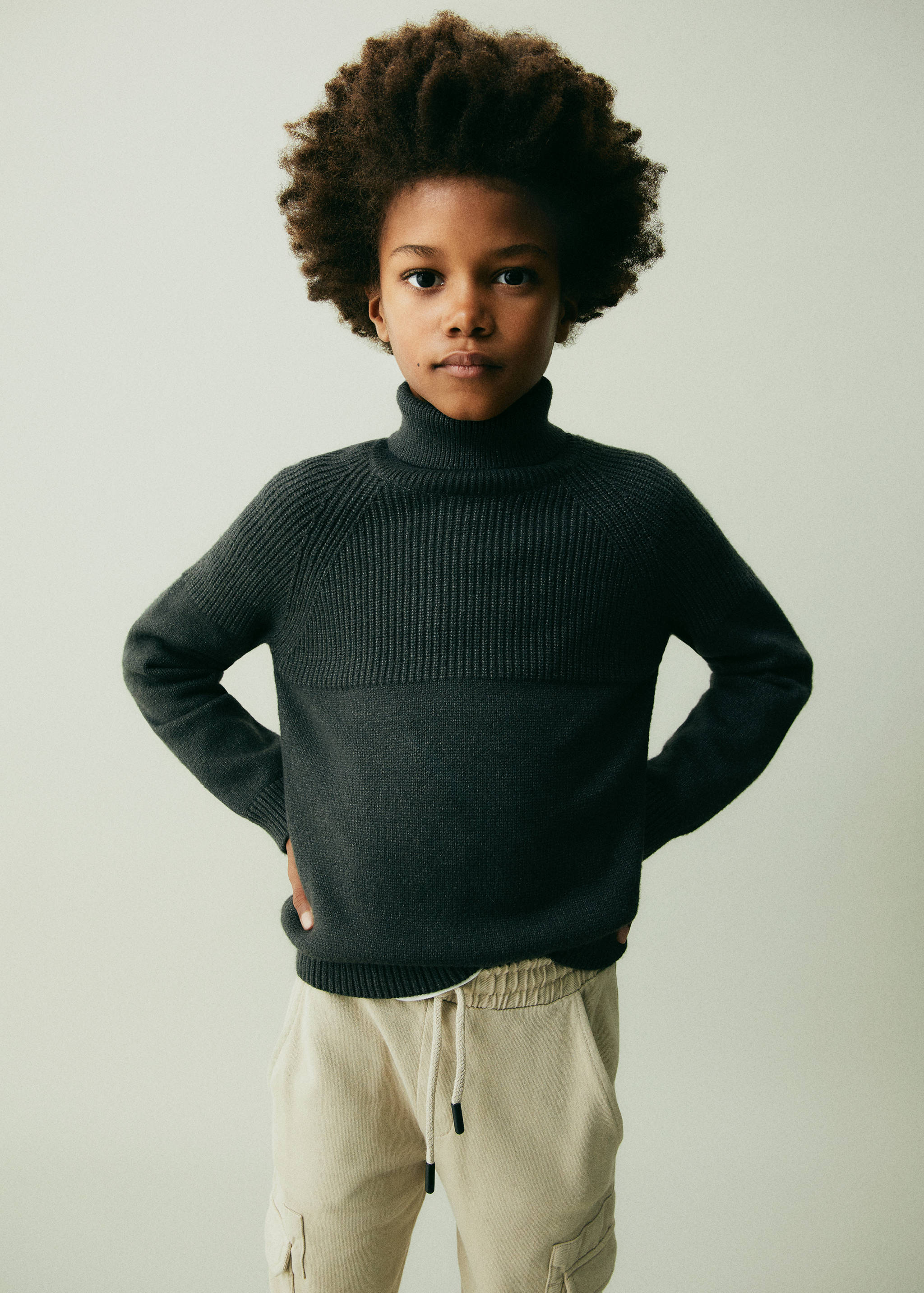 高翻领针织毛衣 - null