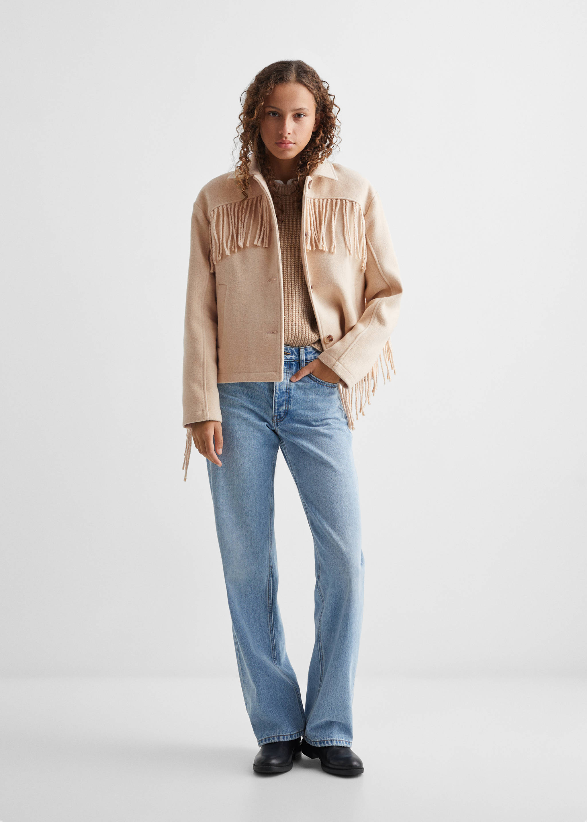 Fringed wool-blend  jacket - General plane