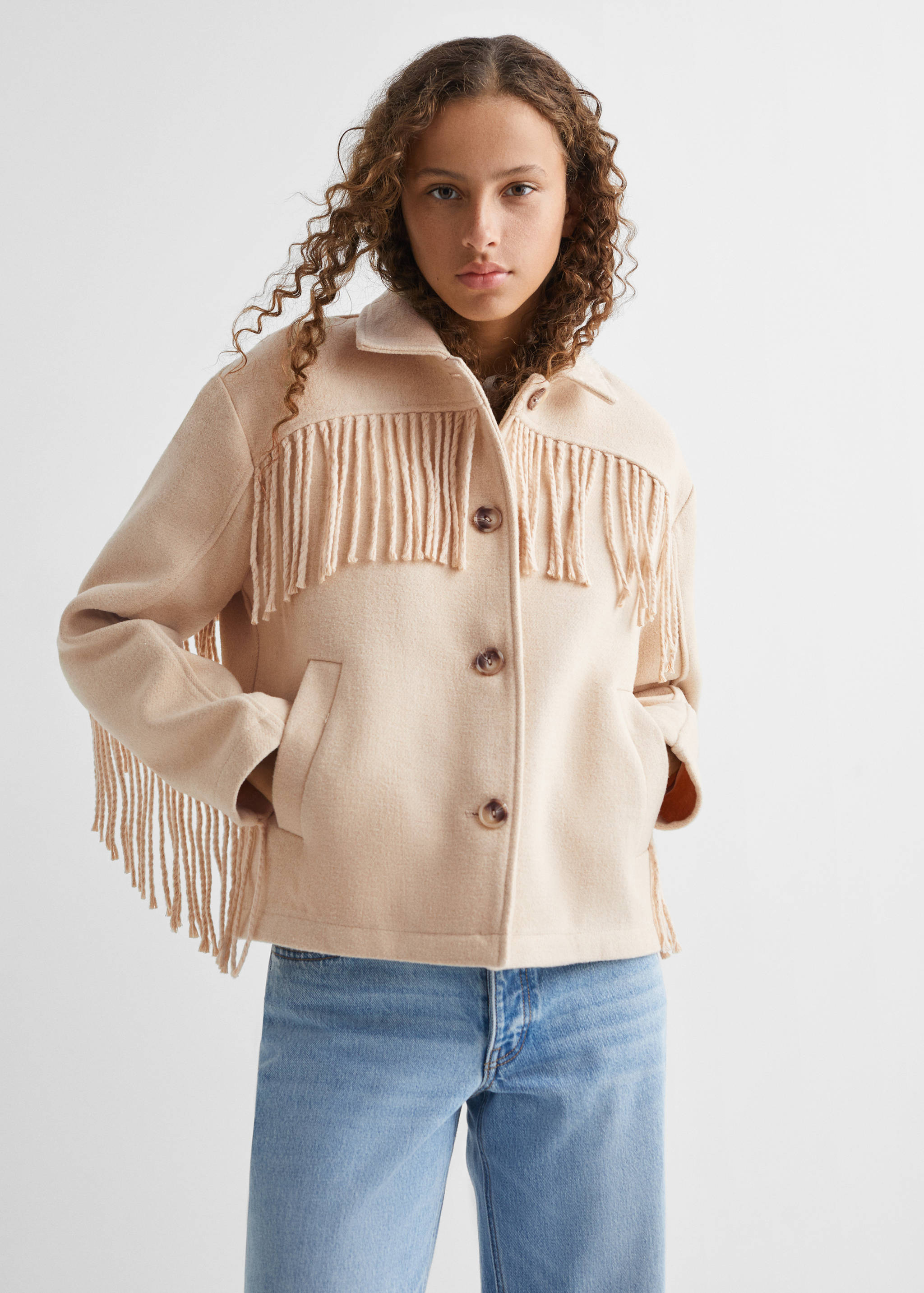 Fringed wool-blend  jacket - Medium plane