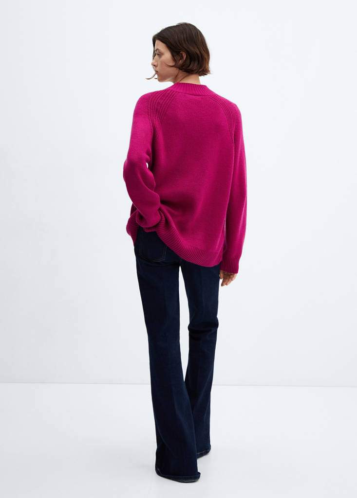 Oversized perkins-neck sweater — Fuchsia