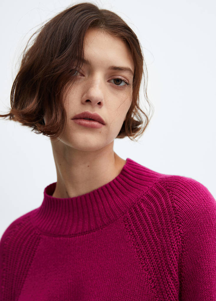Oversized perkins-neck sweater — Fuchsia