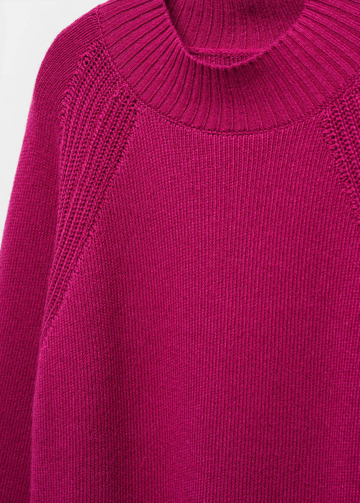 Oversized perkins-neck sweater — Fuchsia