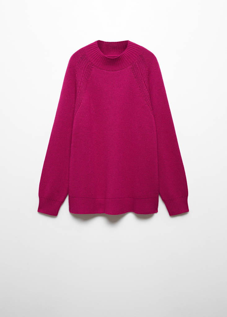 Oversized perkins-neck sweater — Fuchsia