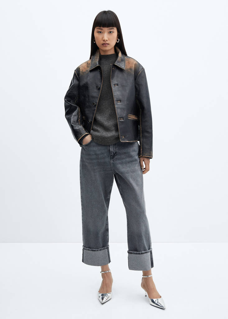 Oversized perkins-neck sweater — Charcoal