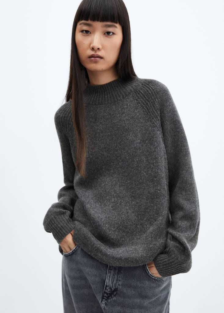 Oversized perkins-neck sweater — Charcoal