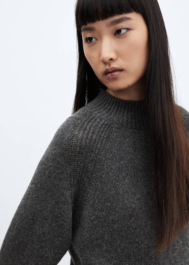 Oversized perkins-neck sweater — Charcoal