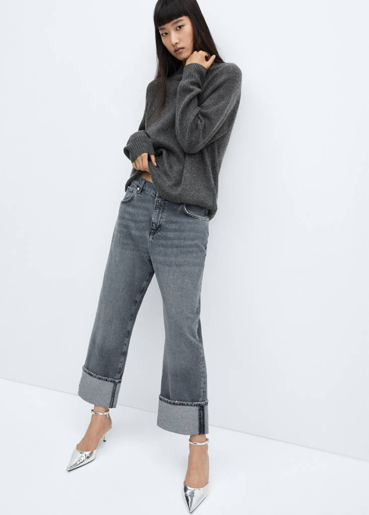 Oversized perkins-neck sweater — Charcoal