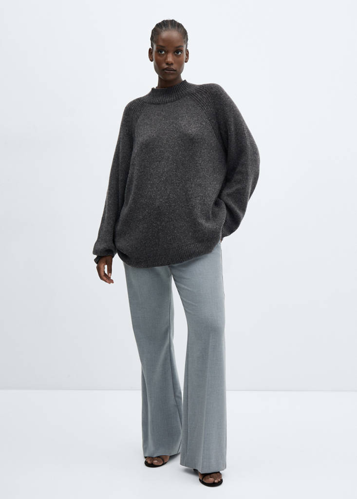 Oversized perkins-neck sweater — Charcoal