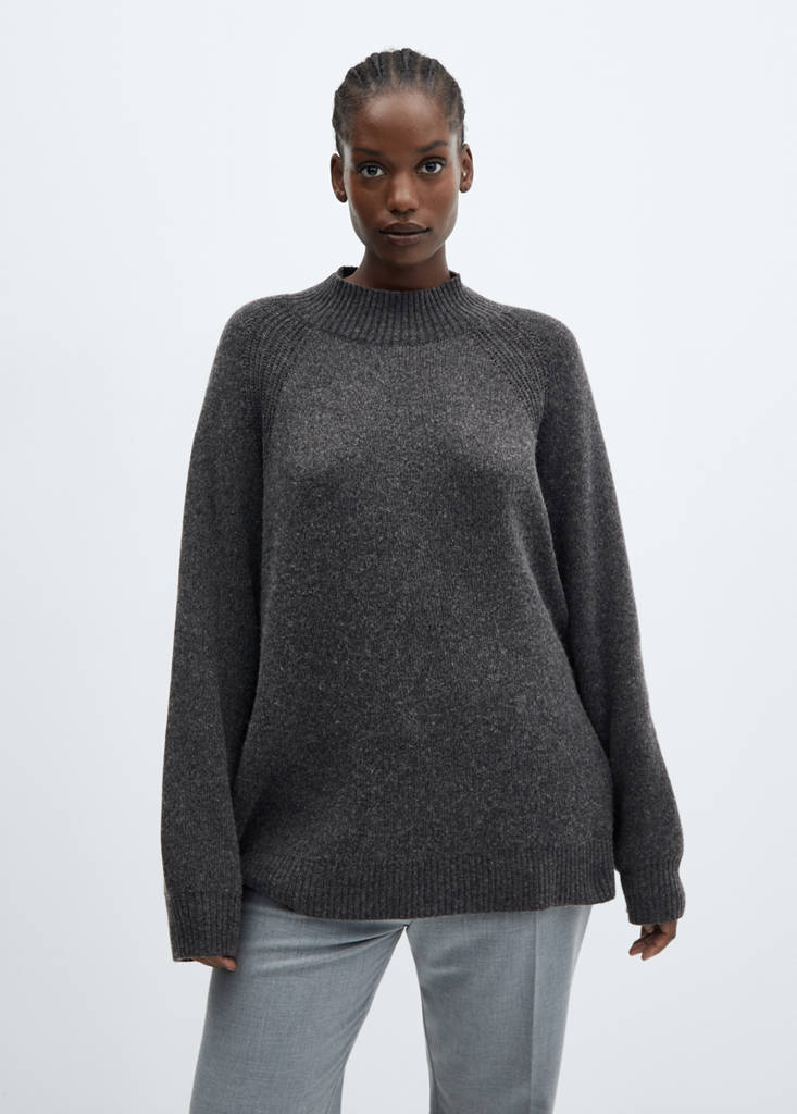 Oversized perkins-neck sweater — Charcoal