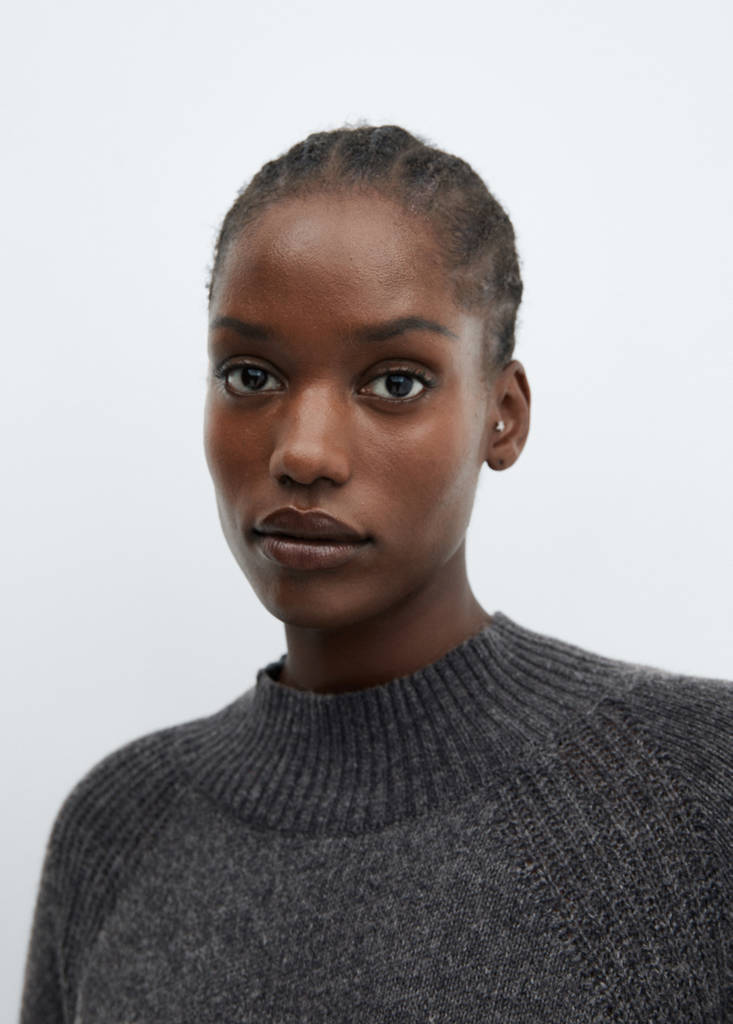 Oversized perkins-neck sweater — Charcoal