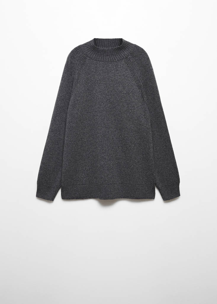 Oversized perkins-neck sweater — Charcoal