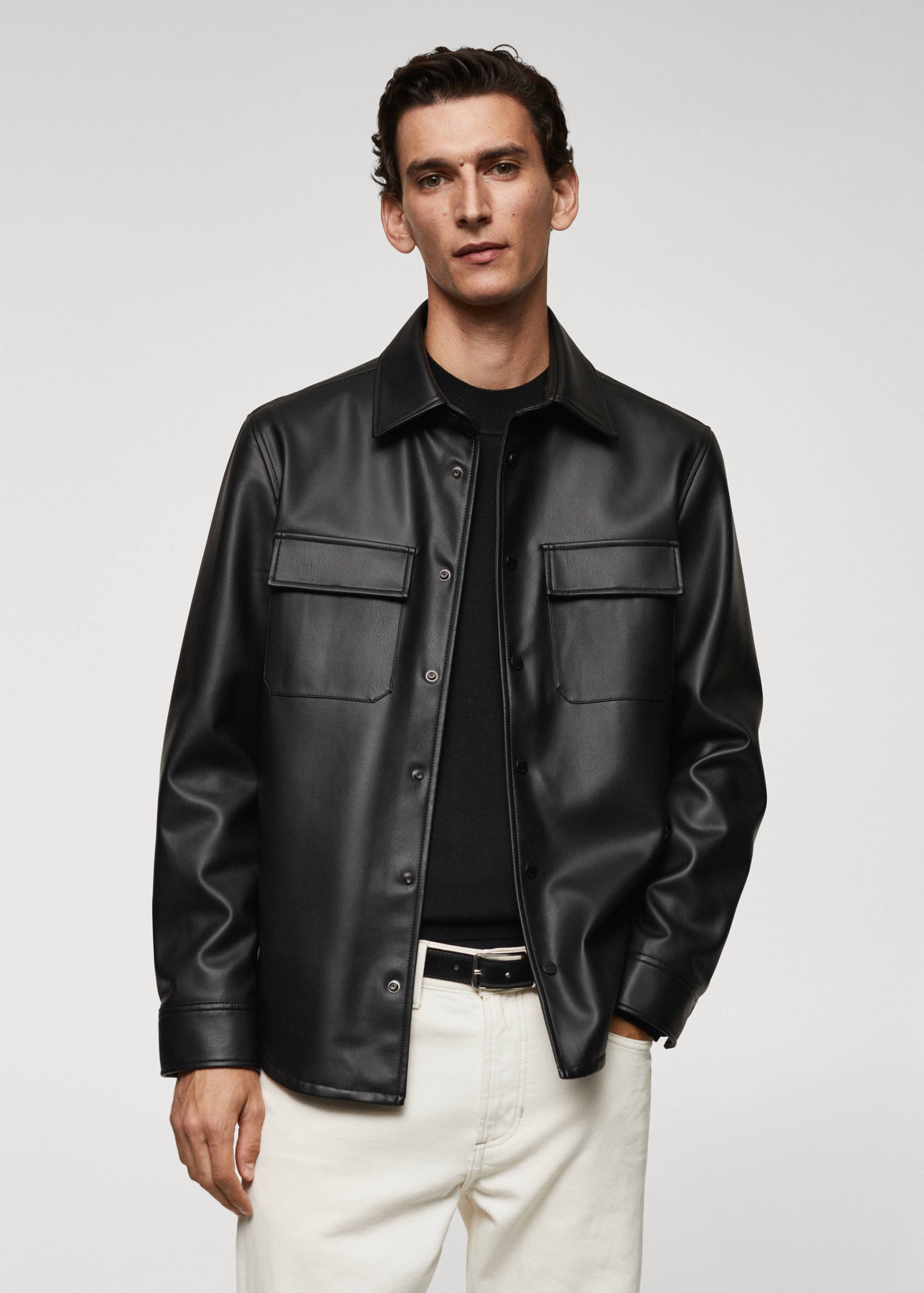 Faux-leather overshirt - Medium plane
