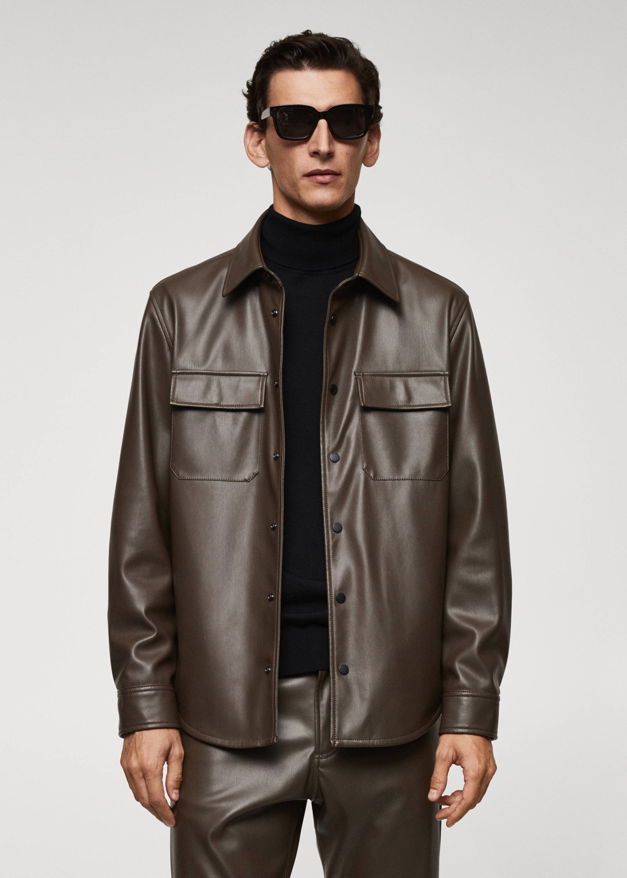 Faux-leather overshirt - Medium plane
