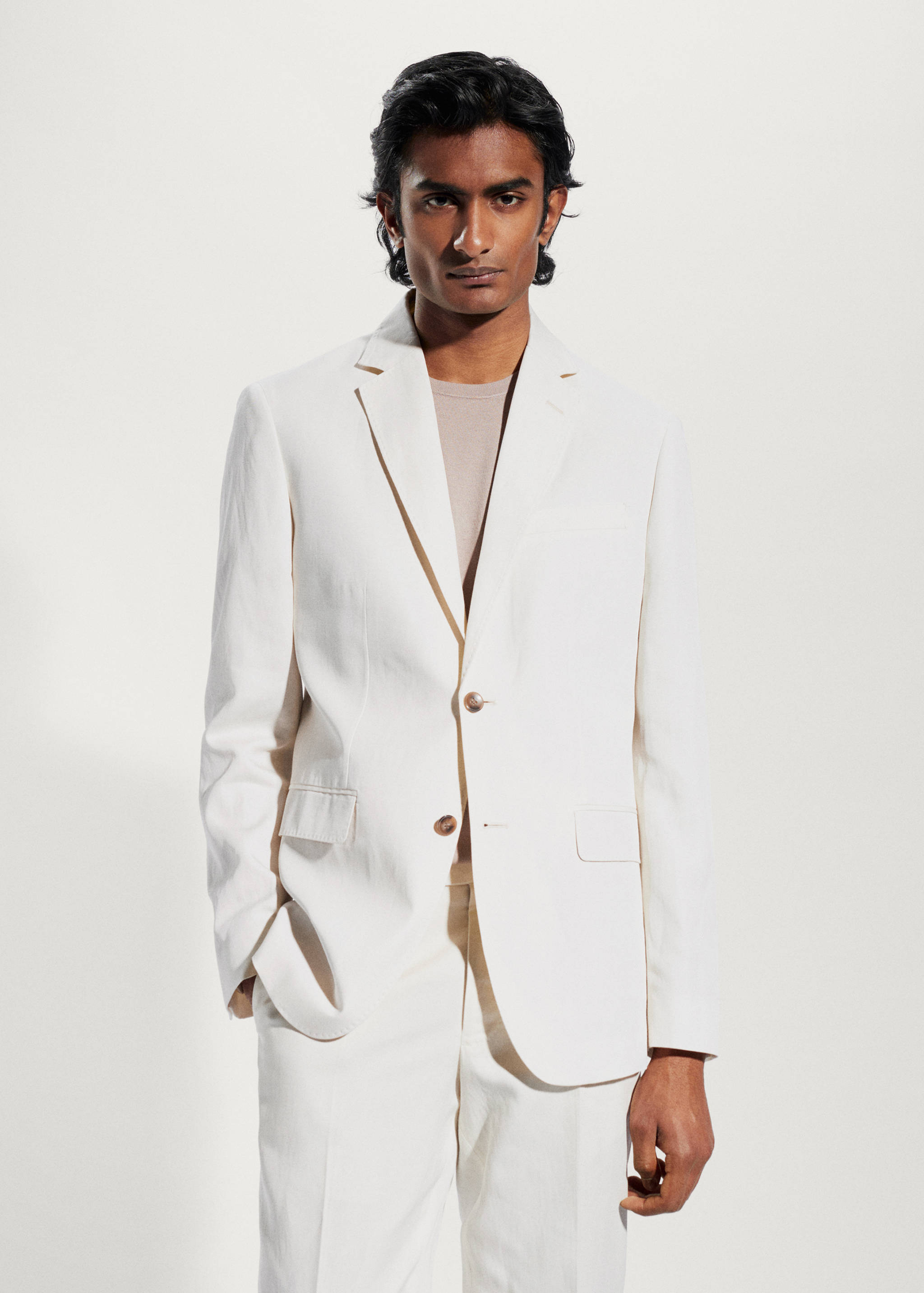 Veste costume 100 % lin - Plan moyen