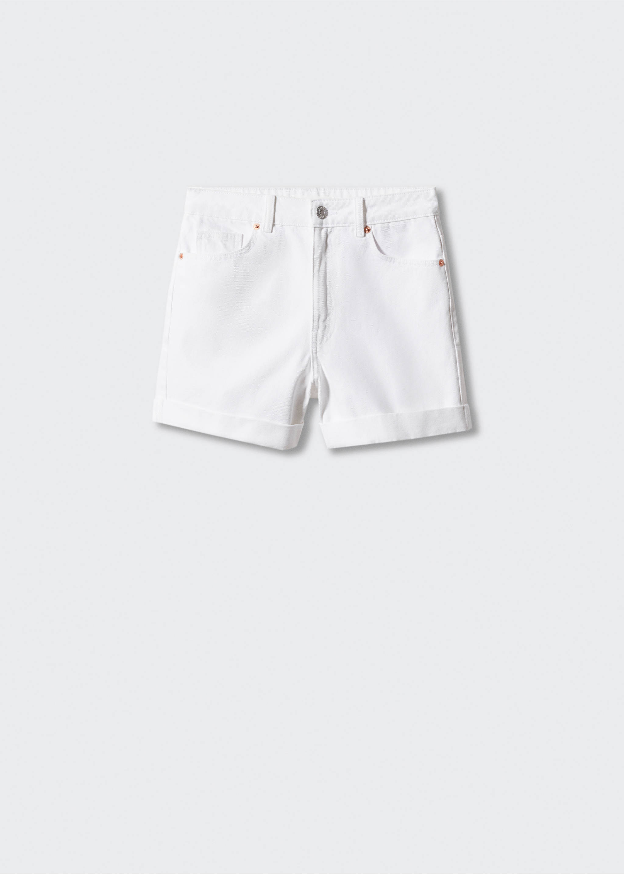 Mom-fit denim shorts - Article without model, White. Ref: 57030037-00.