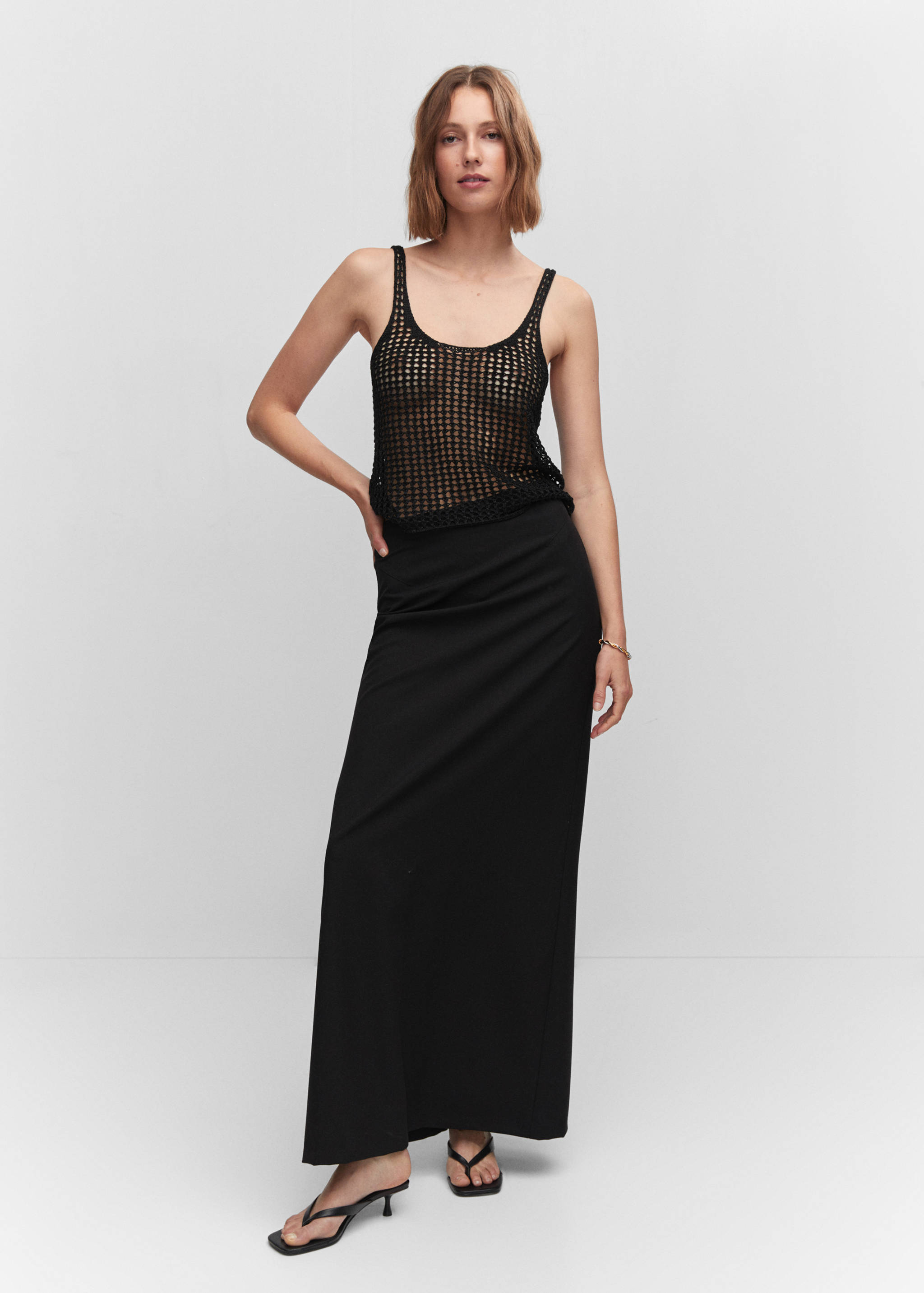 Knitted lurex top with lace design - General plane