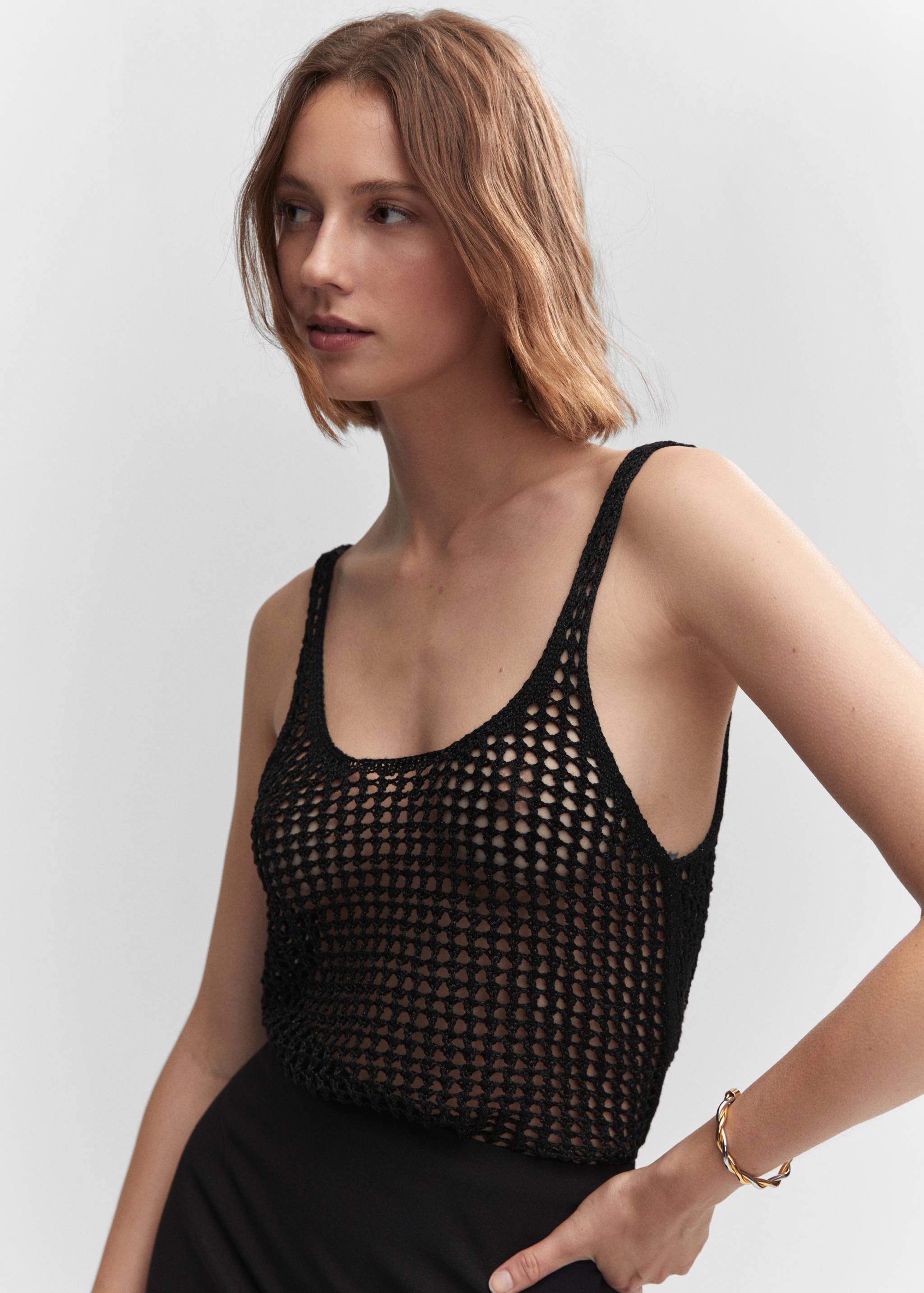 Knitted lurex top with lace design - Details of the article 1