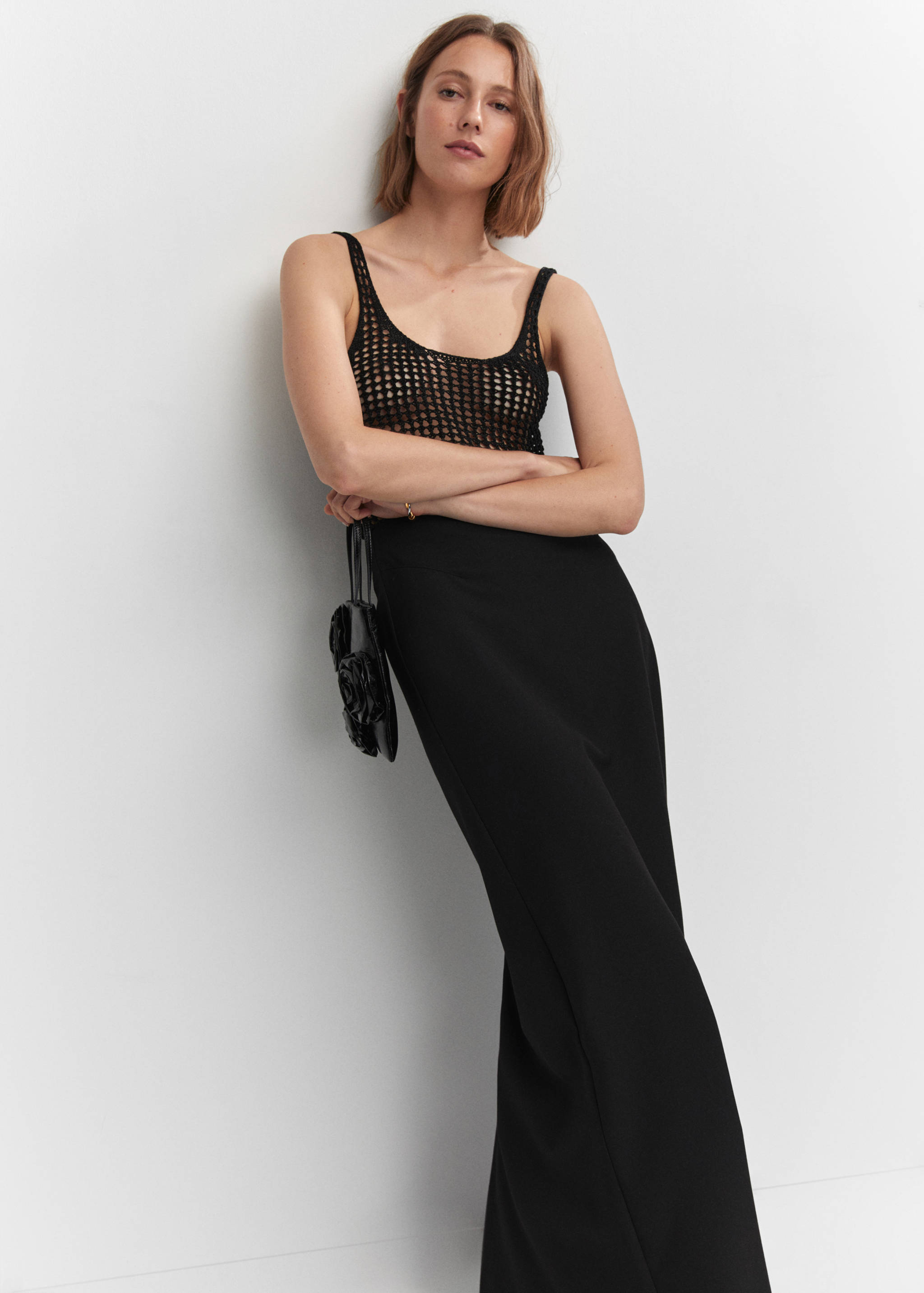 Knitted lurex top with lace design - Details of the article 2