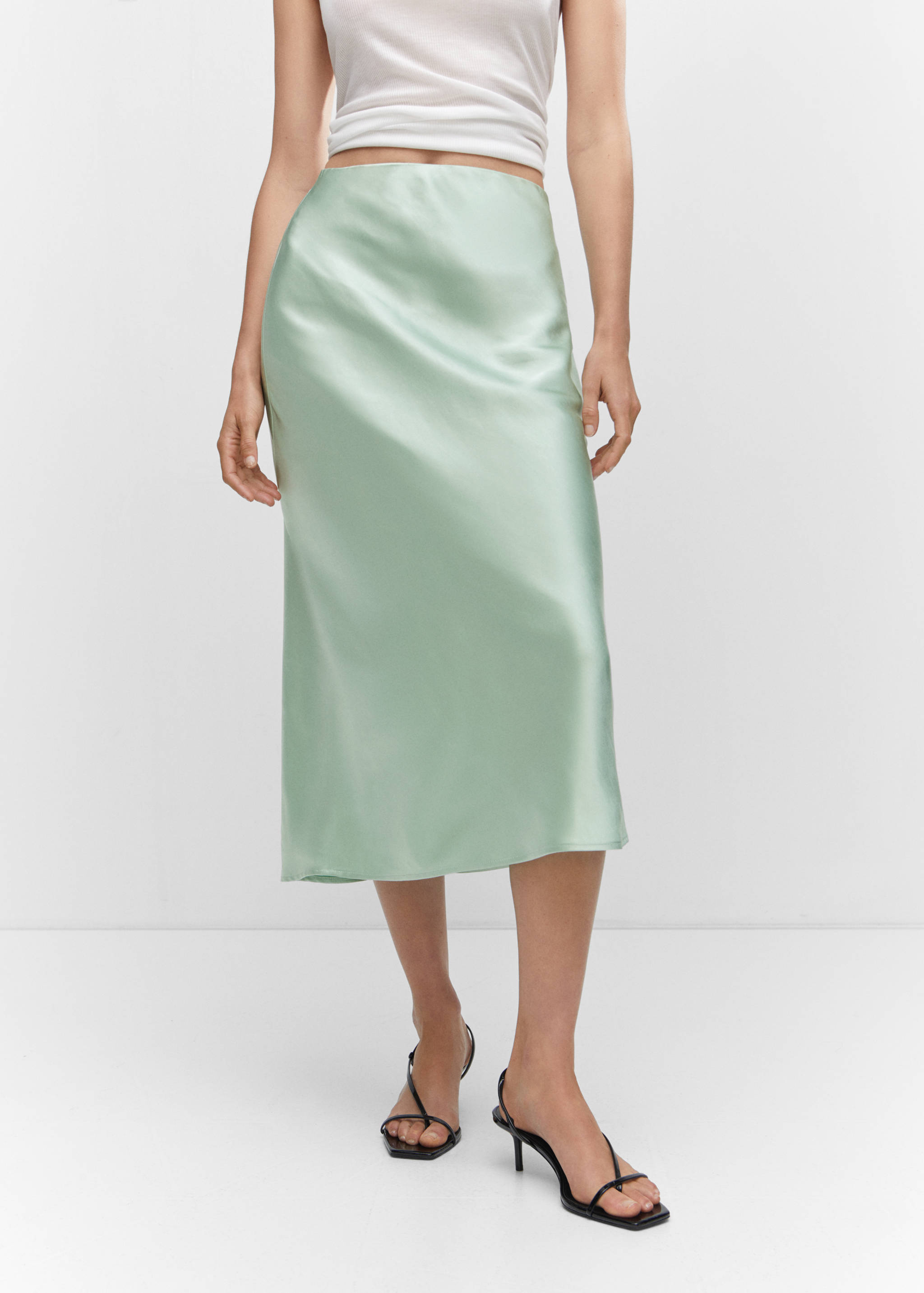 Midi satin skirt - Medium plane
