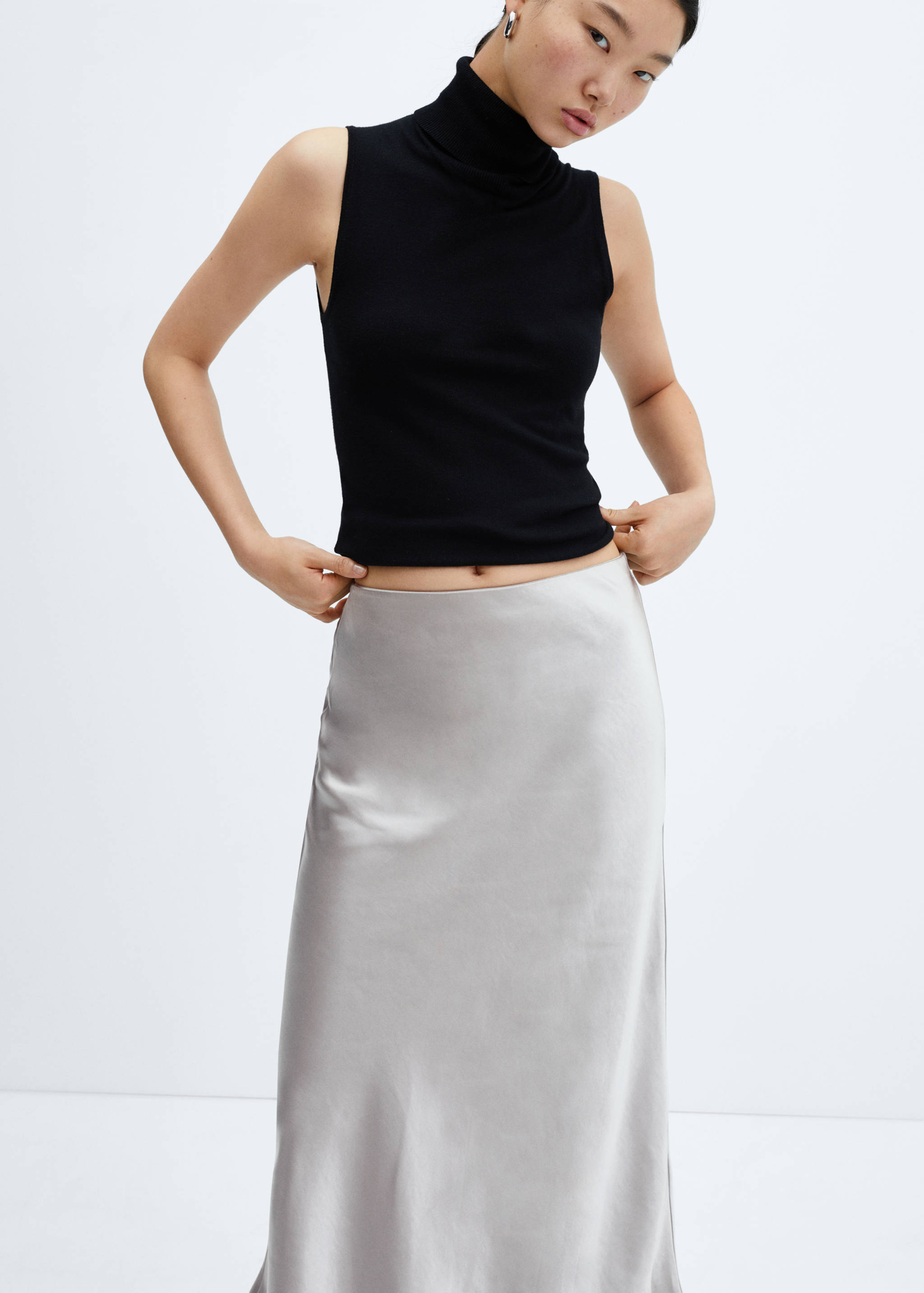 Midi satin skirt - Details of the article 3