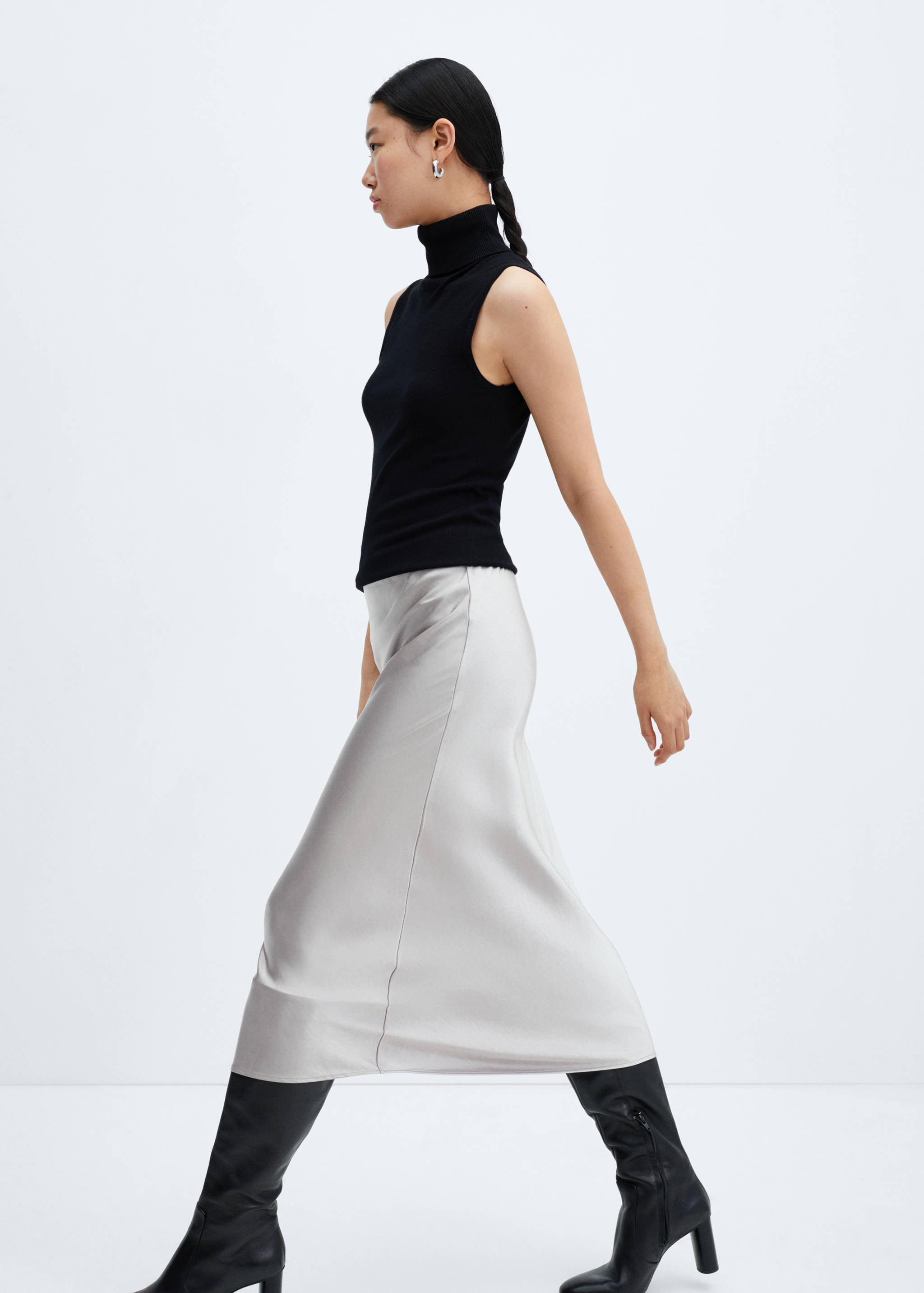 Midi satin skirt - Details of the article 2