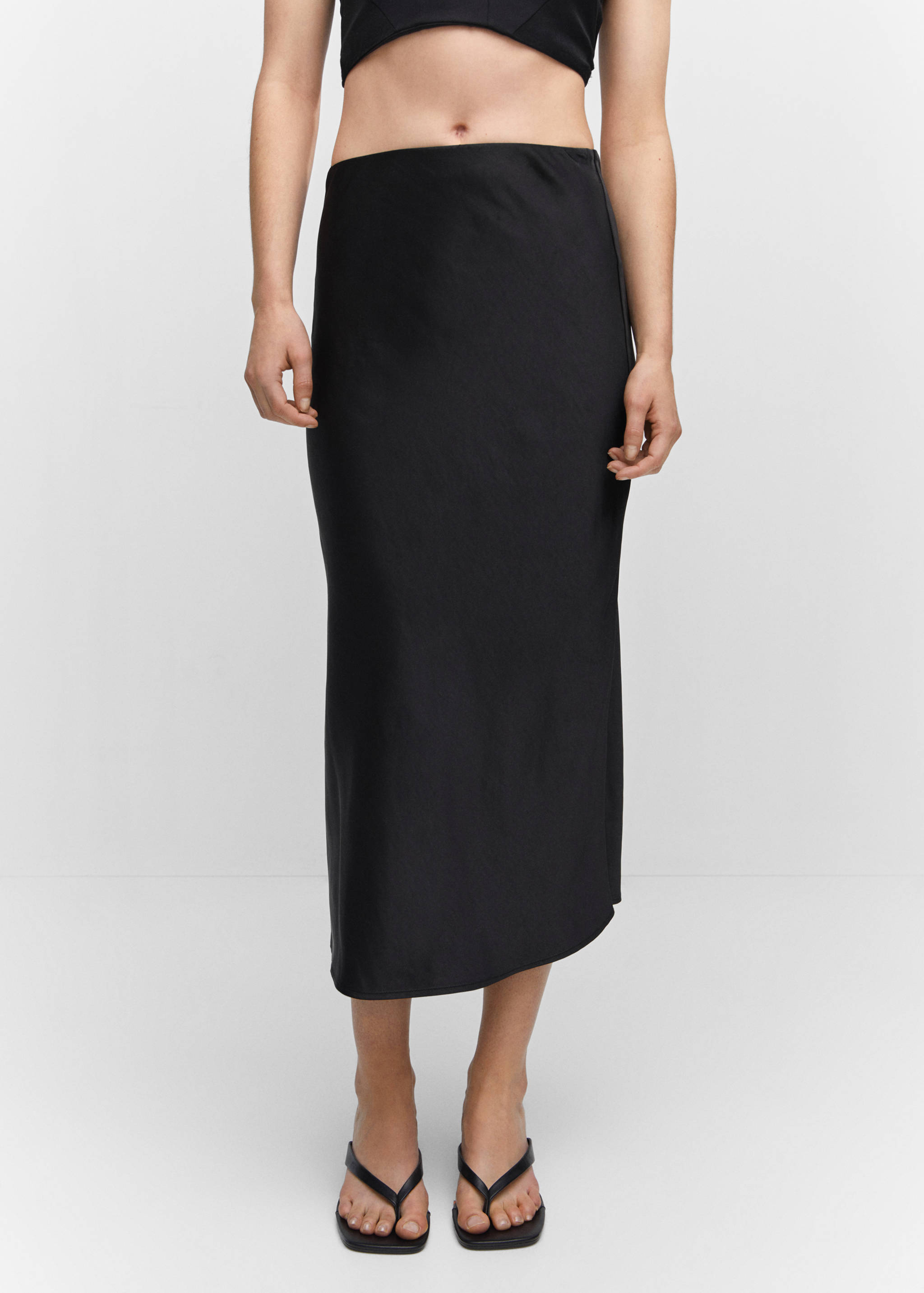 Midi satin skirt - Medium plane