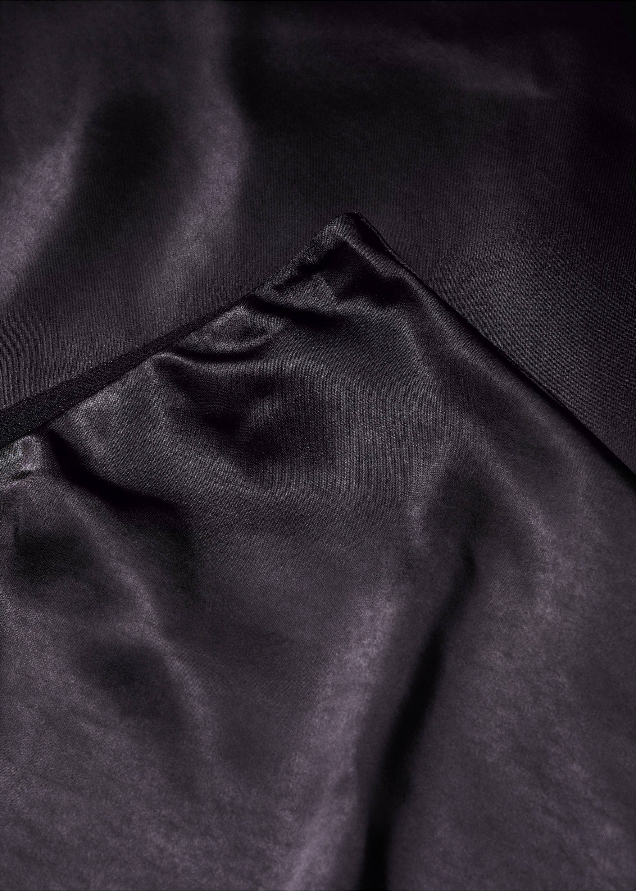 Midi satin skirt - Details of the article 8, Black. Ref: 57030409-00.