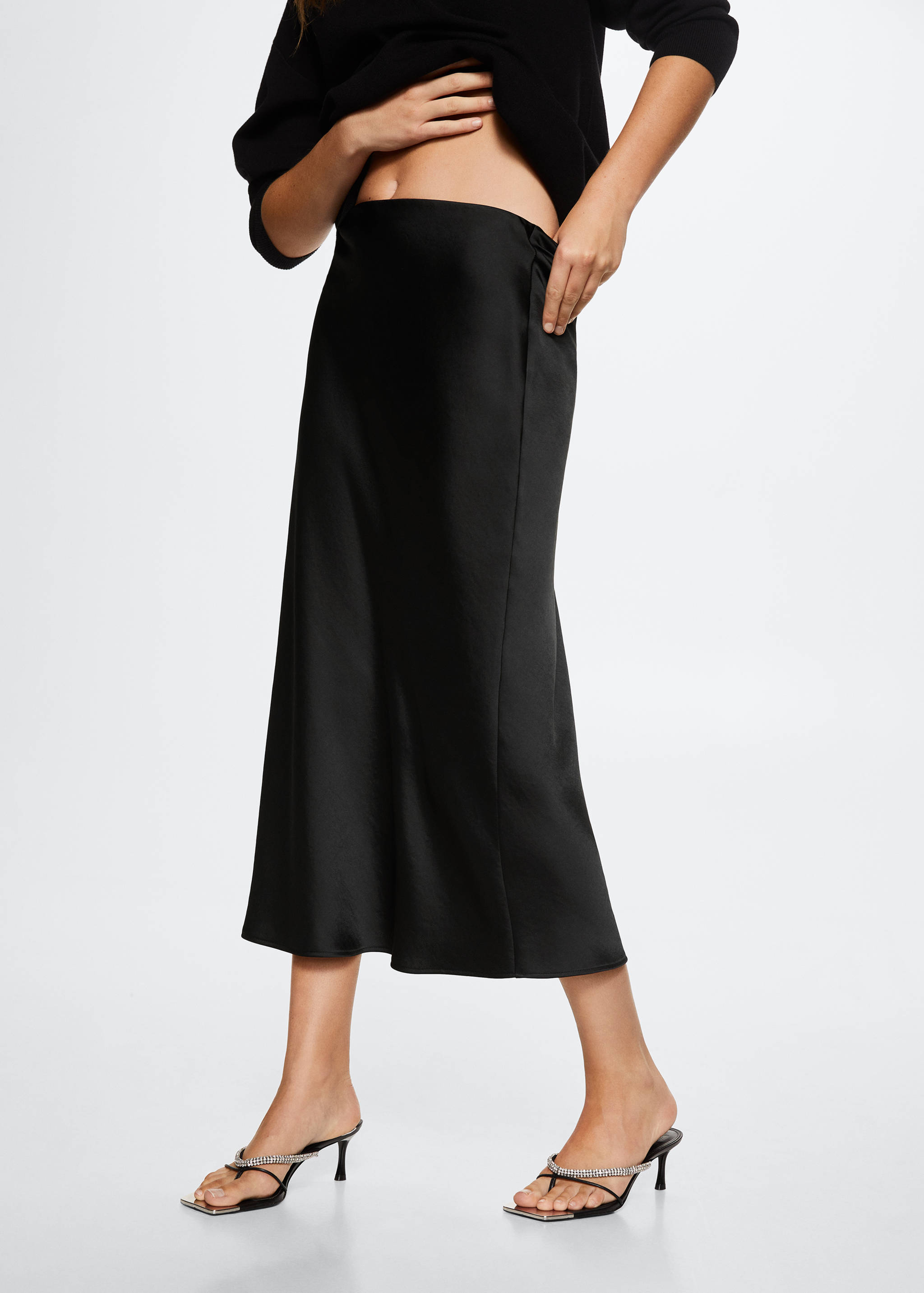 Midi satin skirt - Medium plane