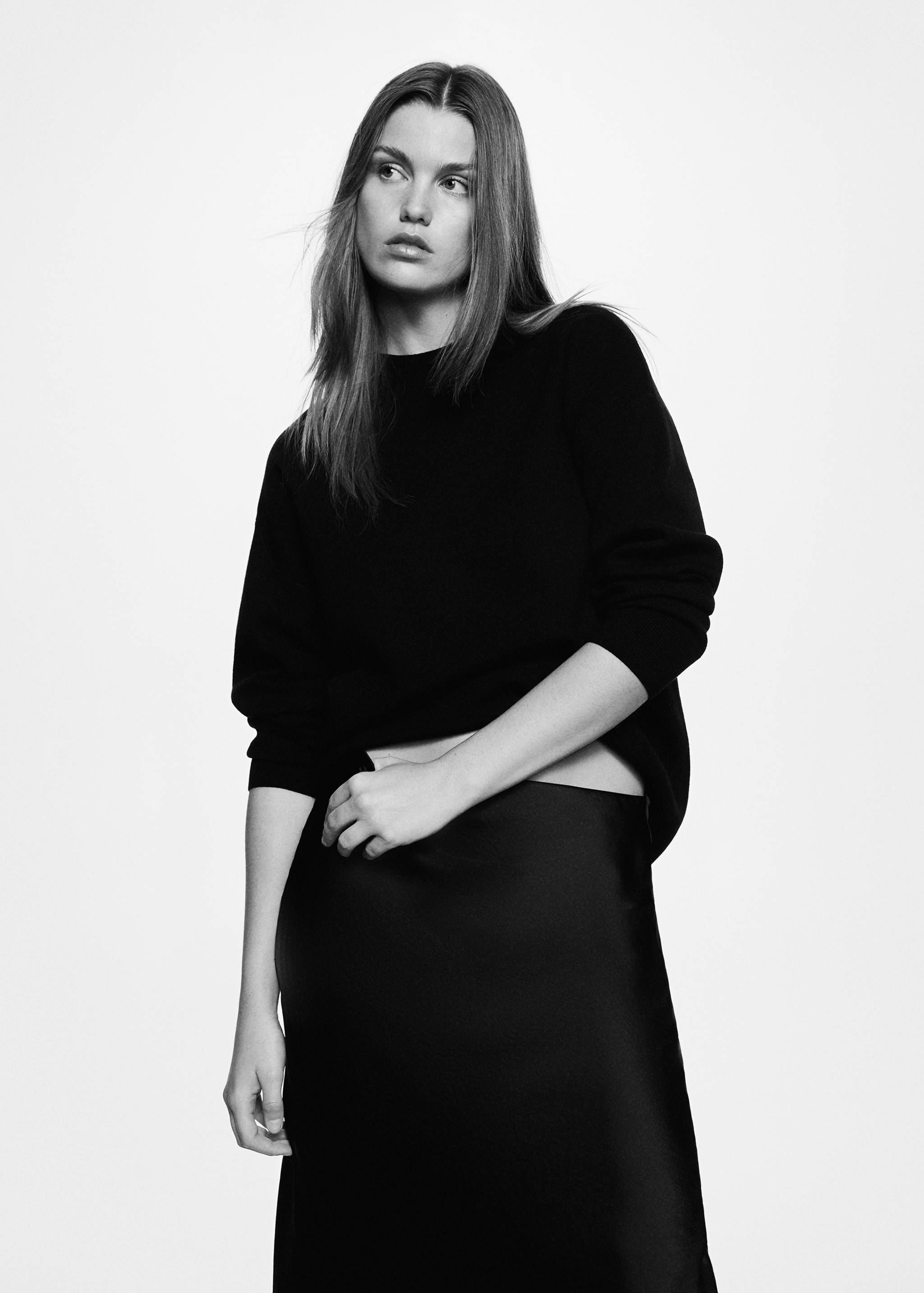 Midi satin skirt - Details of the article 1