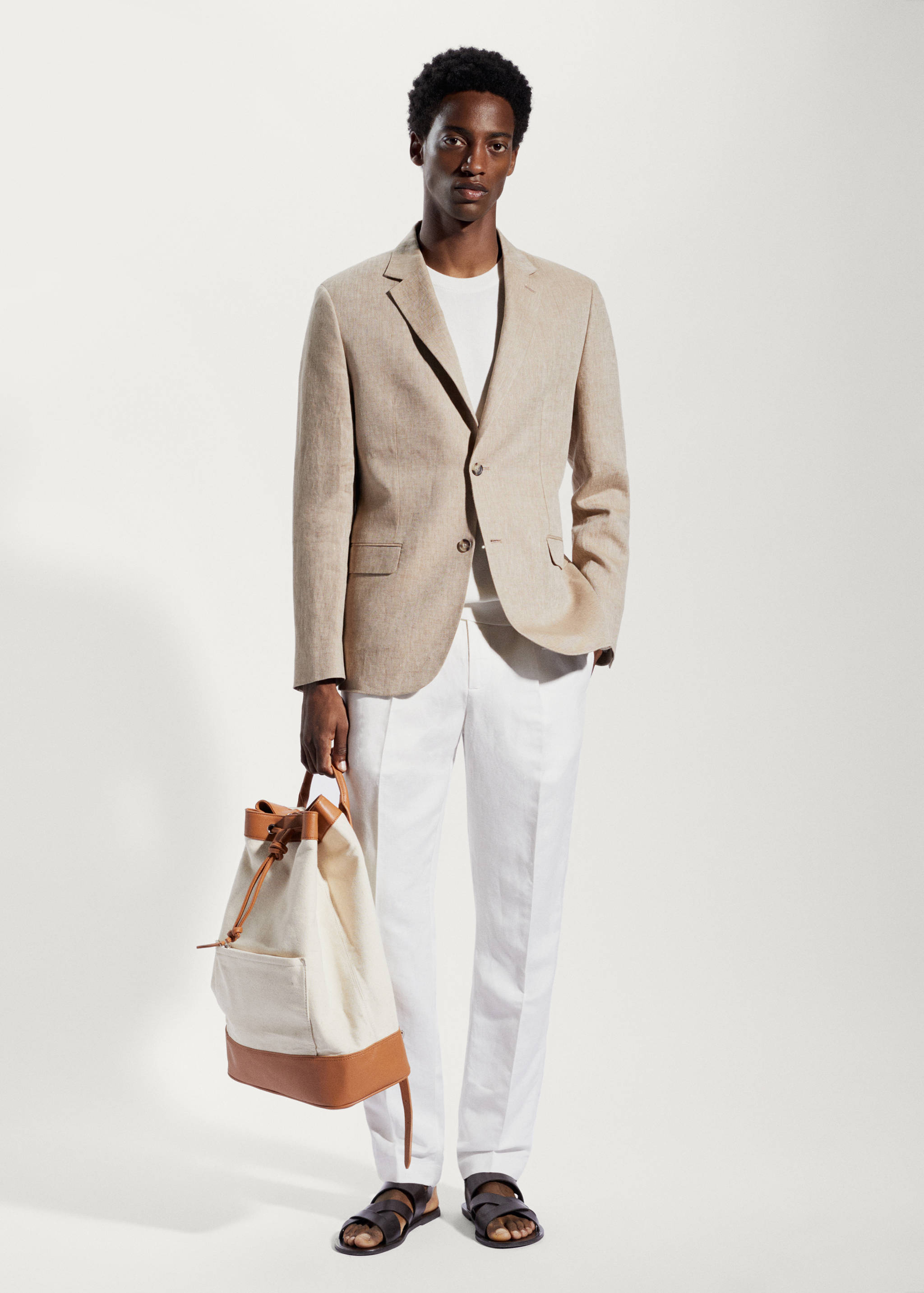 100% linen slim fit blazer - General plane