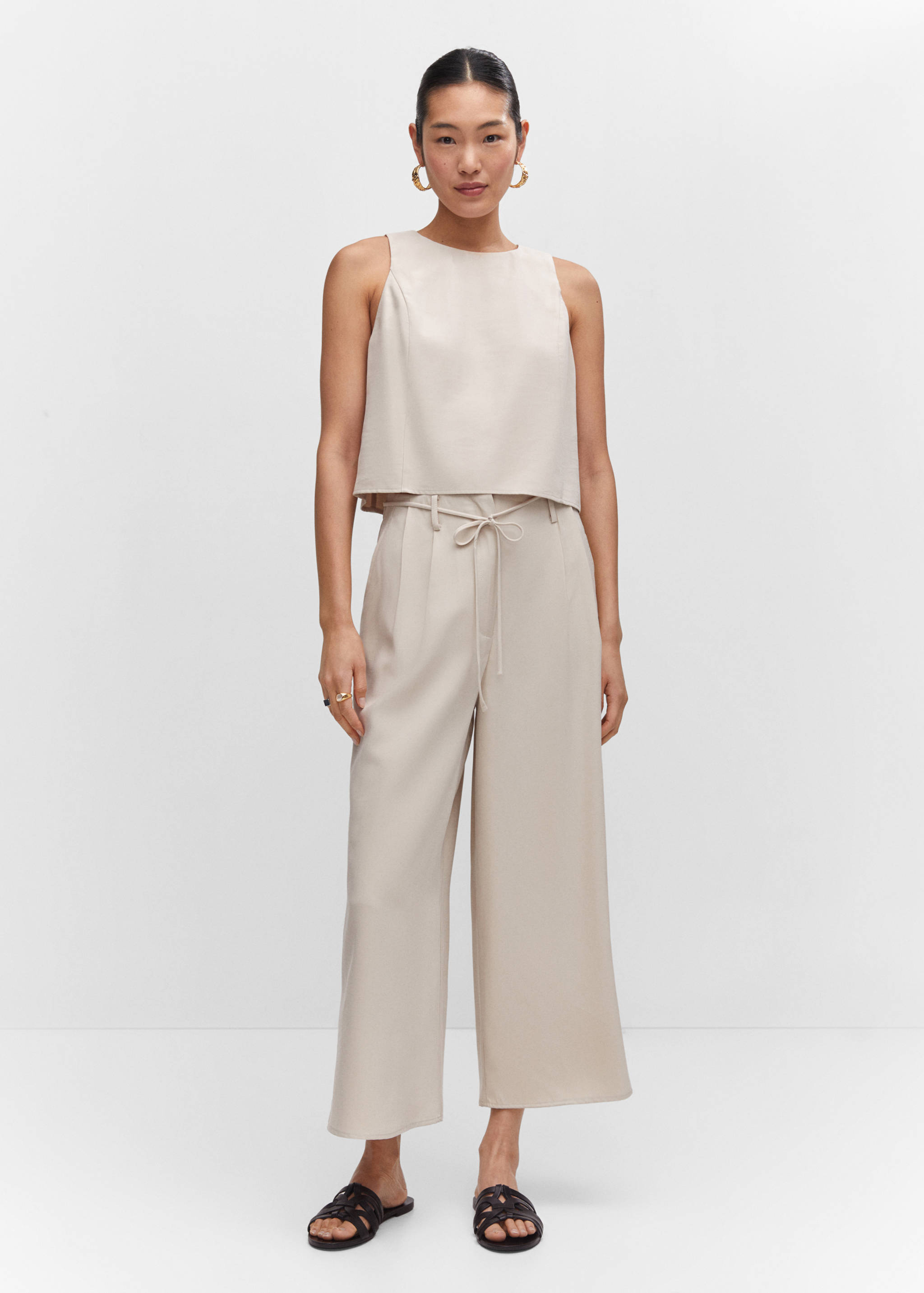 Wide leg trousers with elastic waist - General plane