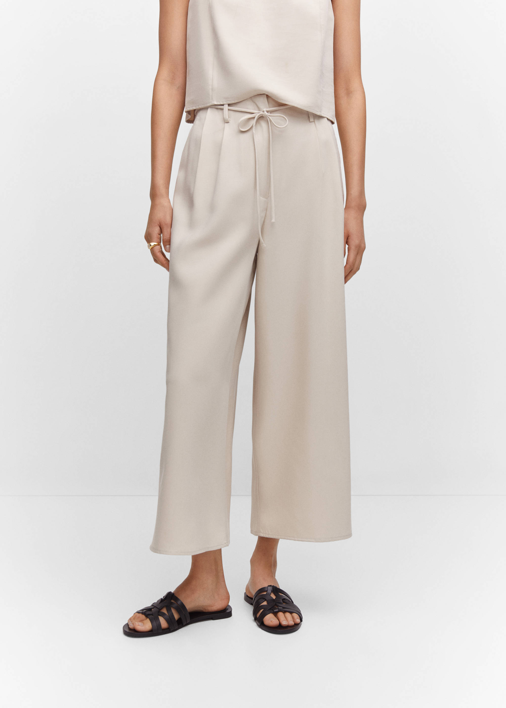 Wide leg trousers with elastic waist - Medium plane