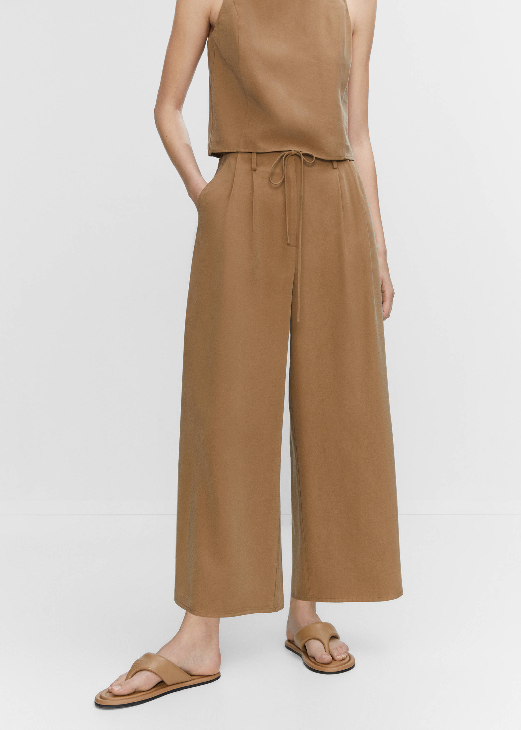 Wide leg trousers with elastic waist - Medium plane