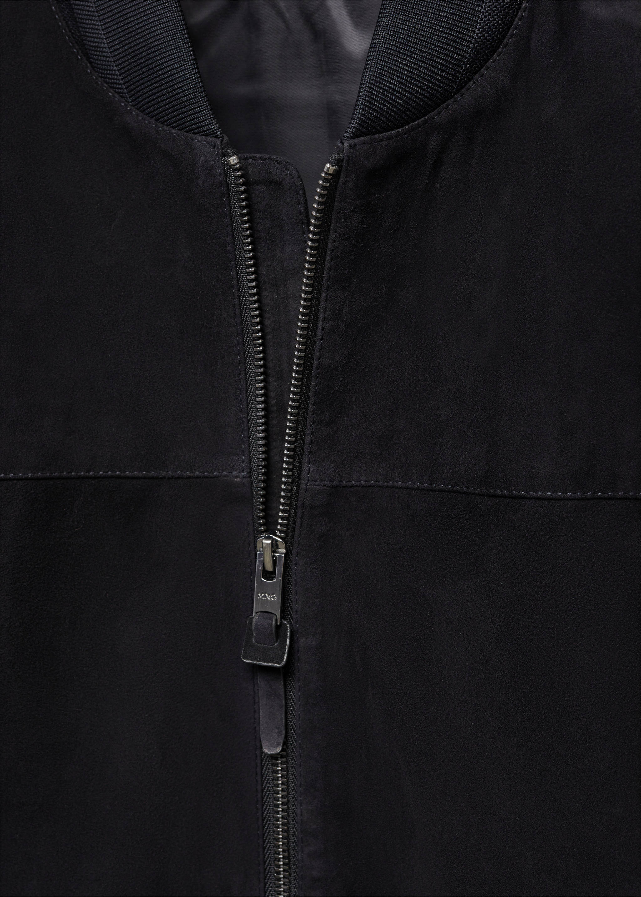Leather bomber jacket - Details of the article 8, Indigo Blue. Ref: 57032505-00.