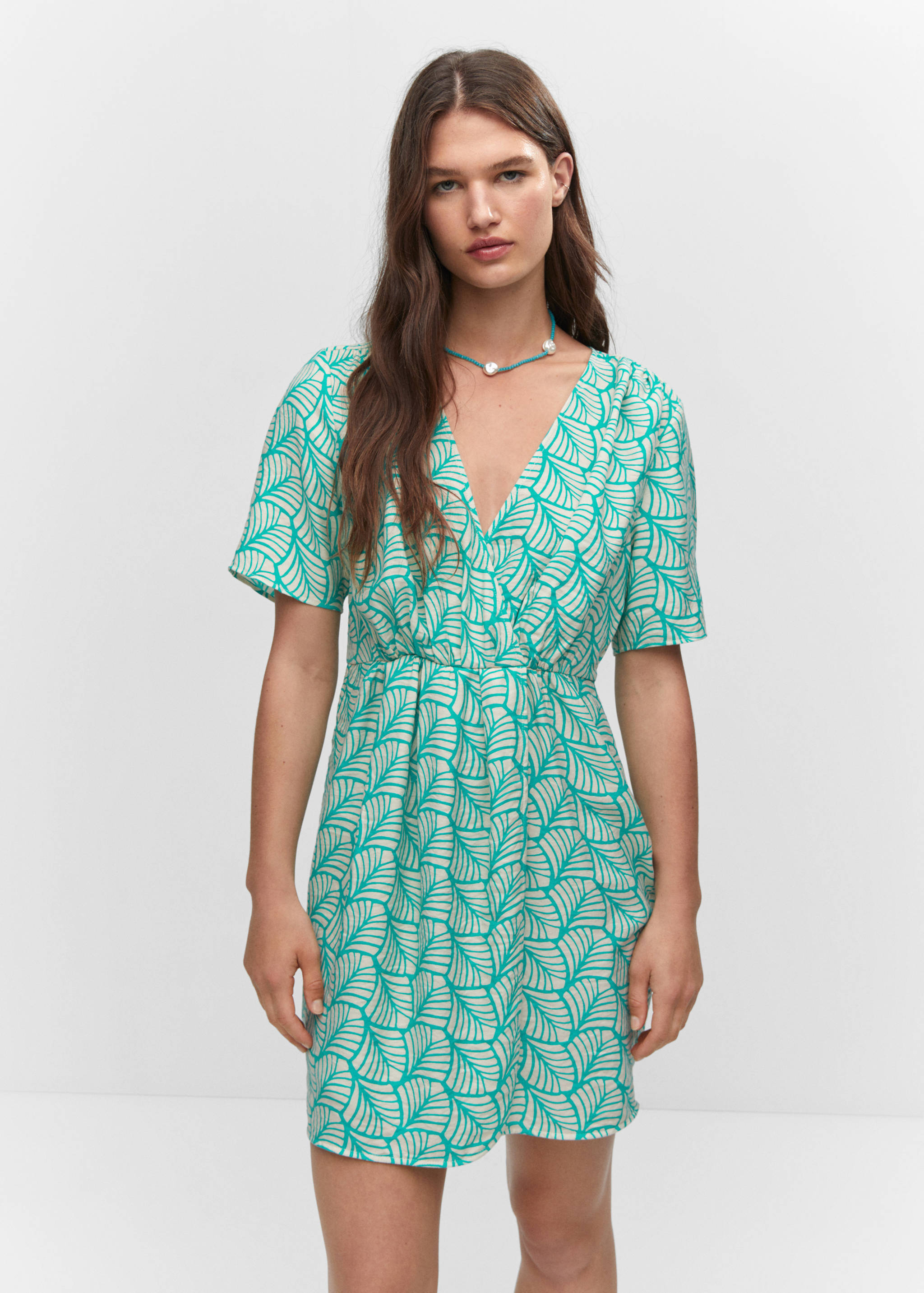 Short printed wrap dress - Medium plane