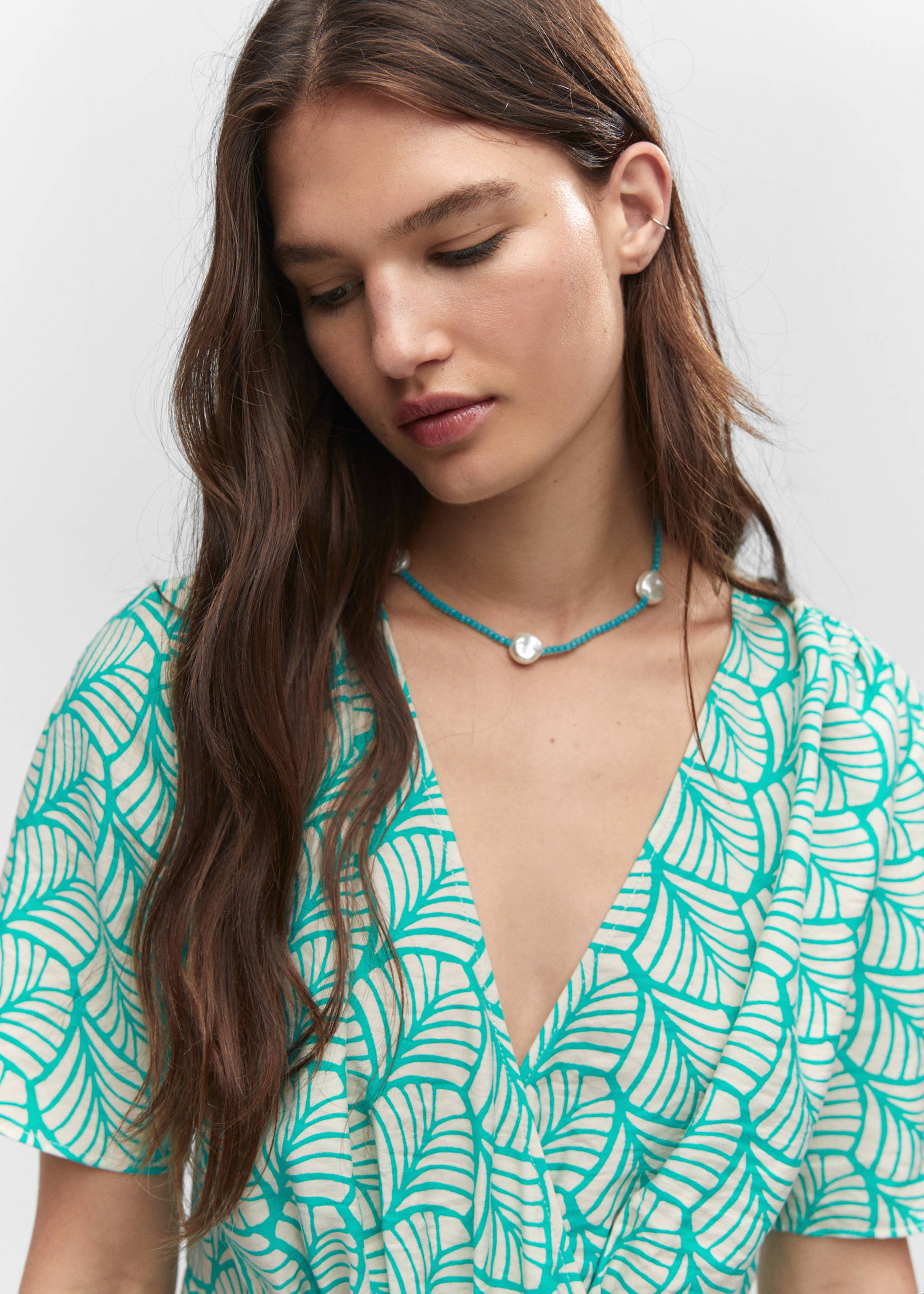 Short printed wrap dress - Details of the article 1