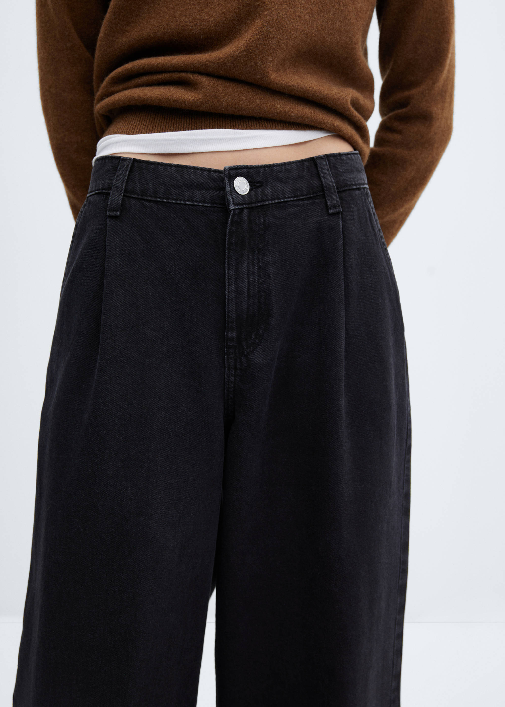 Wide leg pleated jeans - Details of the article 6